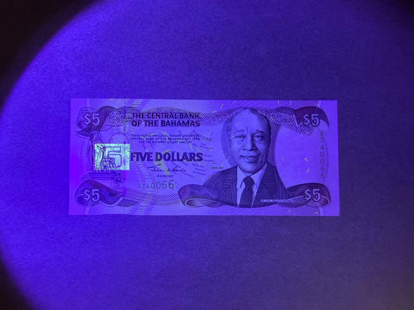 【Blue Auction】✨世界纸币精拍第629期【精】 巴哈马 2001年5元 全新UNC
