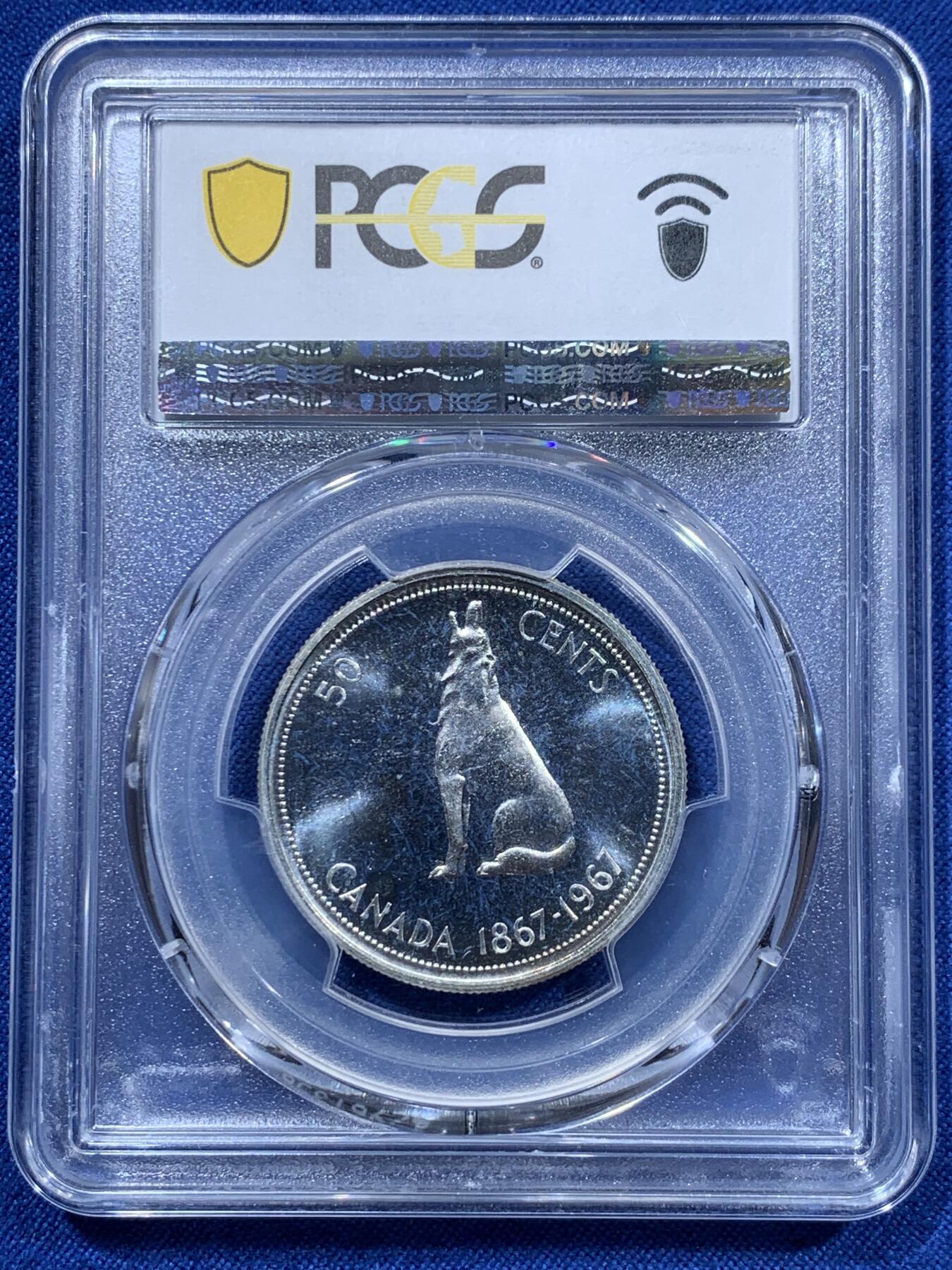 《竞宝斋》第361场 周日，周一  2场连拍 （全场包邮） PCGS PL67 加拿大1967年成立100周年纪念50分精制银币，高分好品，亚军分，此分数合适收藏！