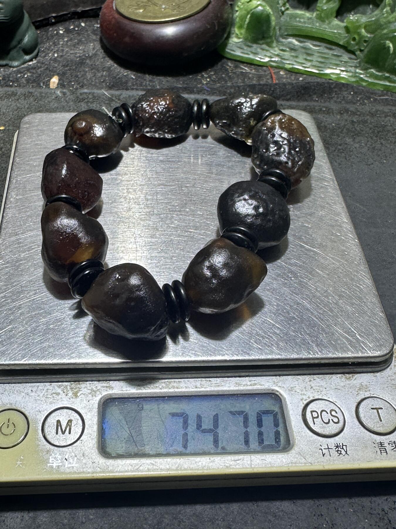 放福利，精美天然阿拉善戈壁墨色玛瑙原石手串一条！