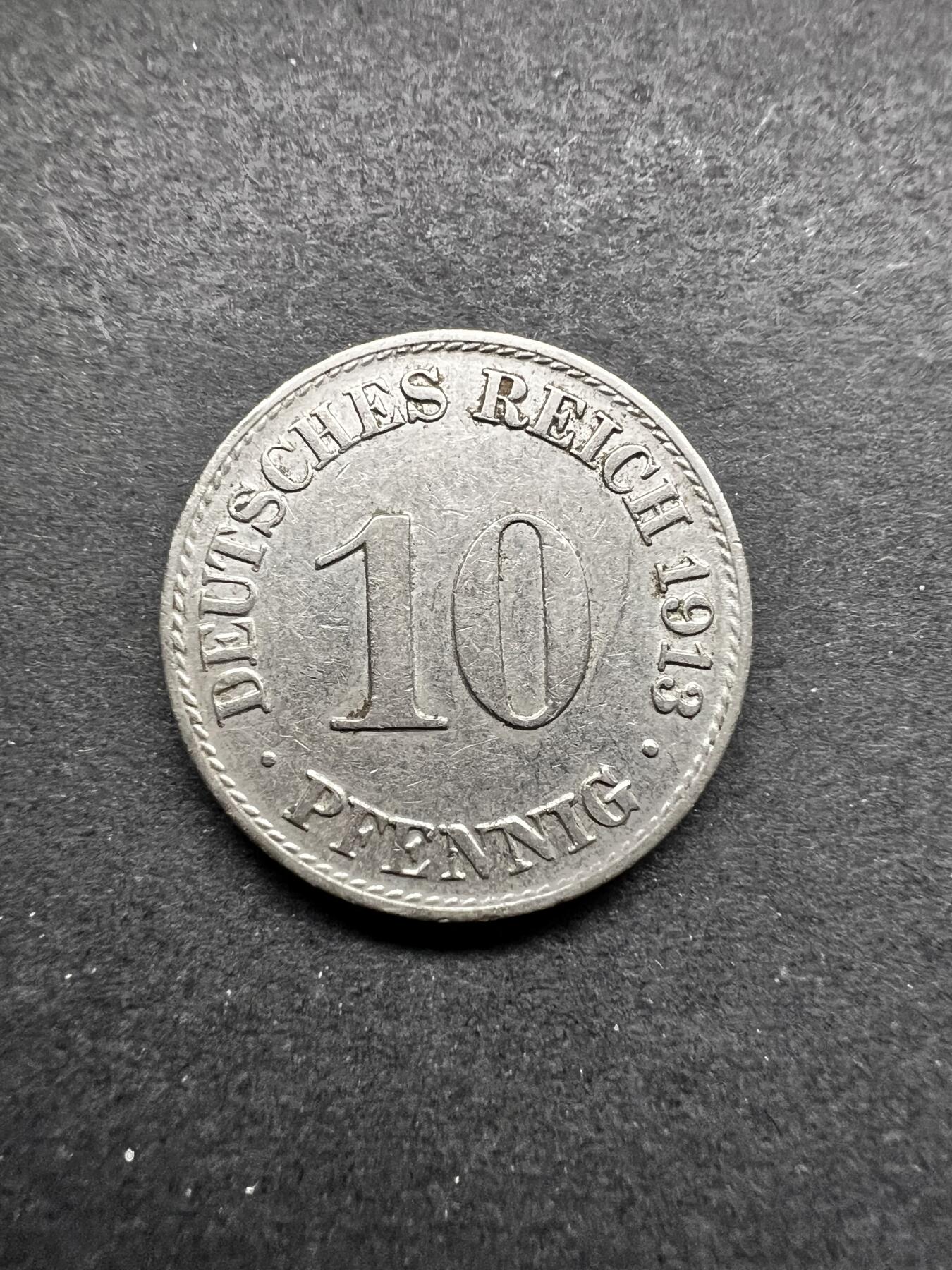 聚福钱庄★世界钱币第五期 无佣金 可寄存 欢迎参拍 德国1913年10芬尼镍币