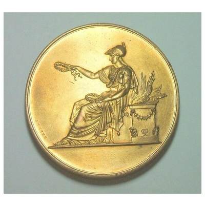 法国1900年 女神玛丽安娜坐像高浮雕精制大镀金章 50MM - 法国1900年 女神玛丽安娜坐像高浮雕精制大镀金章 50MM