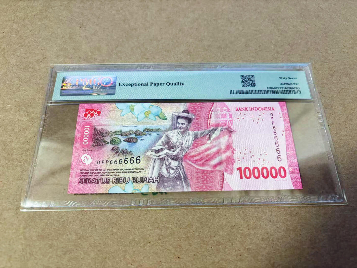 【Blue Auction】世界纸币精拍第630期【精】——Level 16顶级店铺/信誉和品质保障/用心服务💫 【全同6】印尼 2023年100000卢比 PMG67EPQ 高分