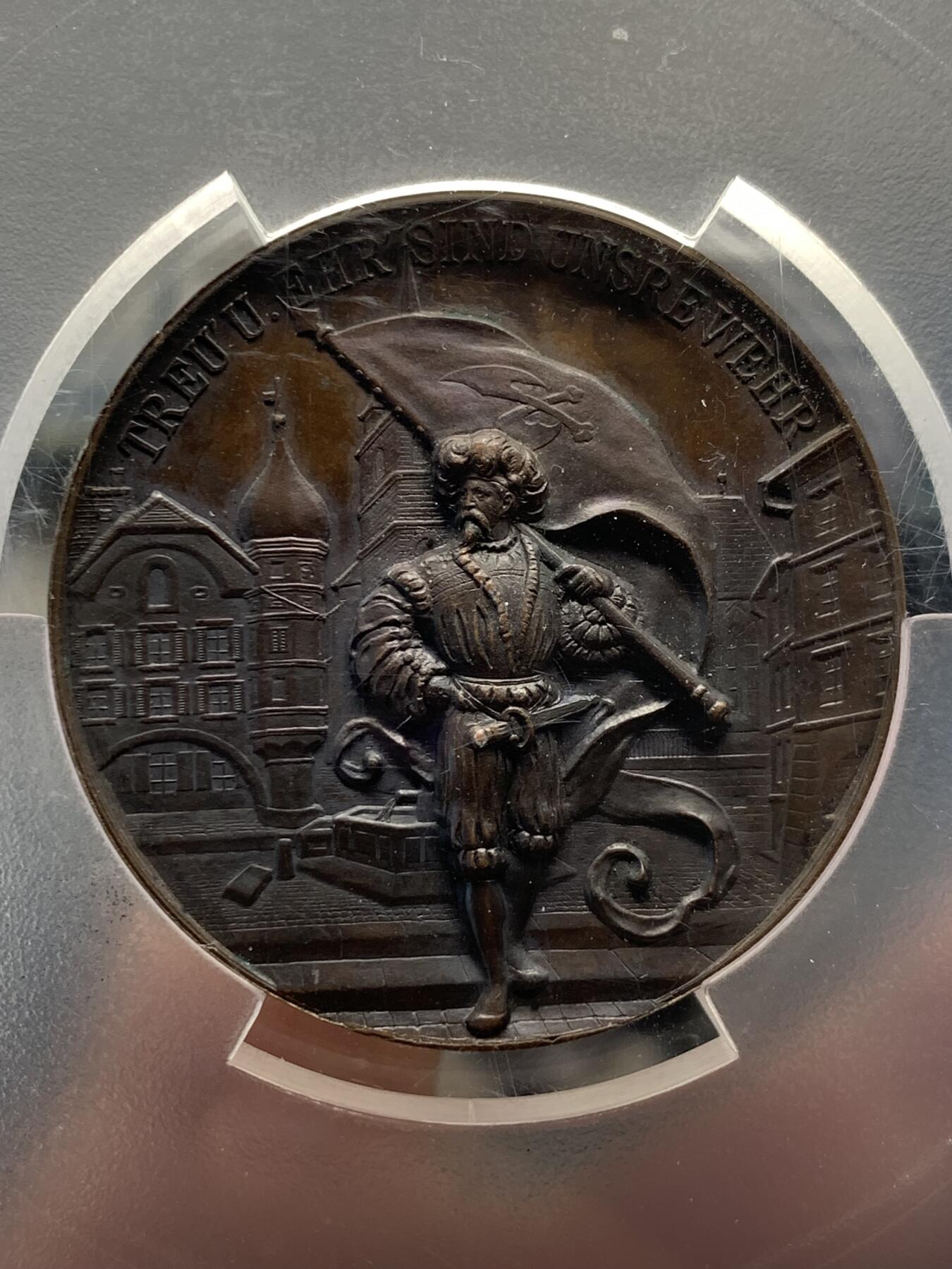《竞宝斋》第361场 周日，周一  2场连拍 （全场包邮） PCGS SP63 瑞士1893年伯尔尼比尔射击节铜章 高浮雕