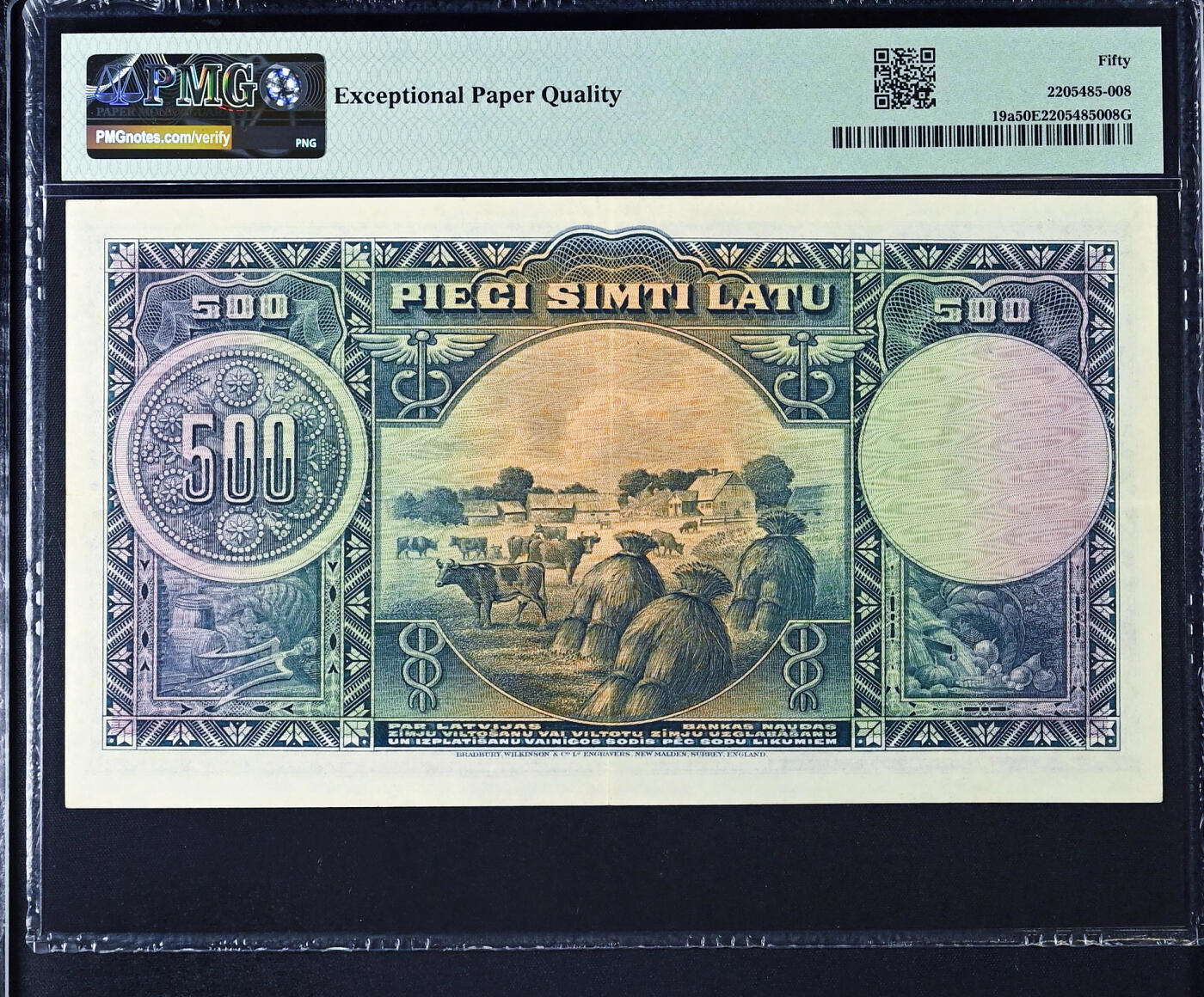 【Blue Auction】世界纸币精拍第630期【精】——Level 16顶级店铺/信誉和品质保障/用心服务💫 拉脱维亚早期 1929年500拉图 BWC出品 雕刻精美 非常有特色 田园风 耐看 PMG50EPQ 该纸币仅印制了10万张 保存下来的好品不多 票幅很大 值得收藏