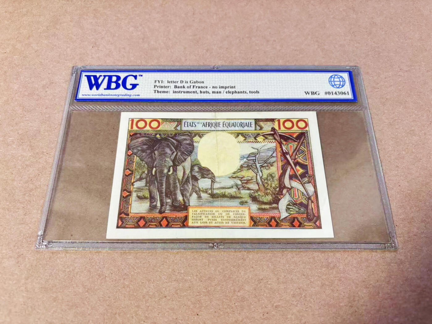 【Blue Auction】世界纸币精拍第630期【精】——Level 16顶级店铺/信誉和品质保障/用心服务💫 赤道非洲 1963年100法郎 WBG55 严评 设计精美法属风