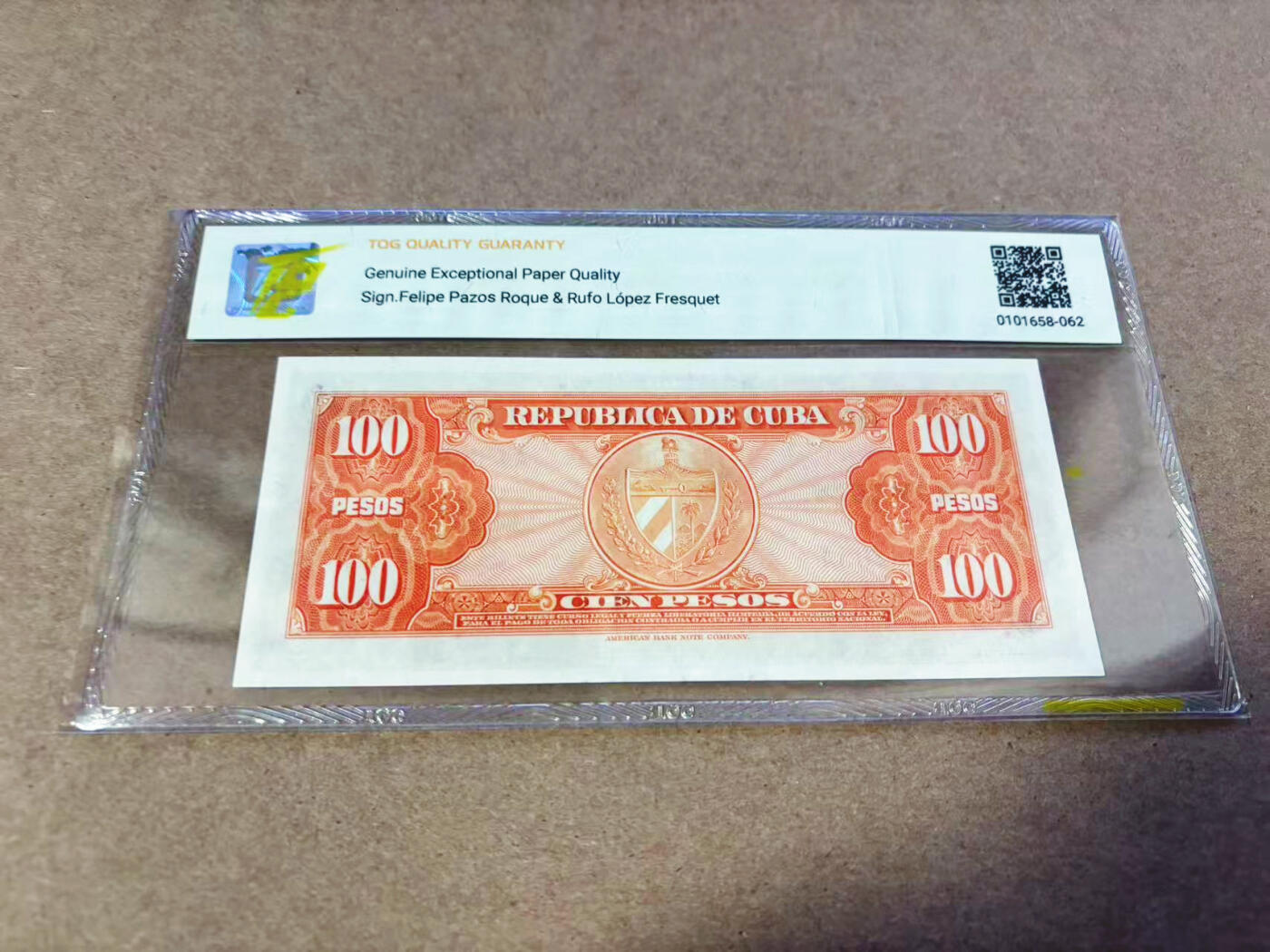 【Blue Auction】世界纸币精拍第630期【精】——Level 16顶级店铺/信誉和品质保障/用心服务💫 【AA冠】古巴 1959年100比索 TQG66EPQ