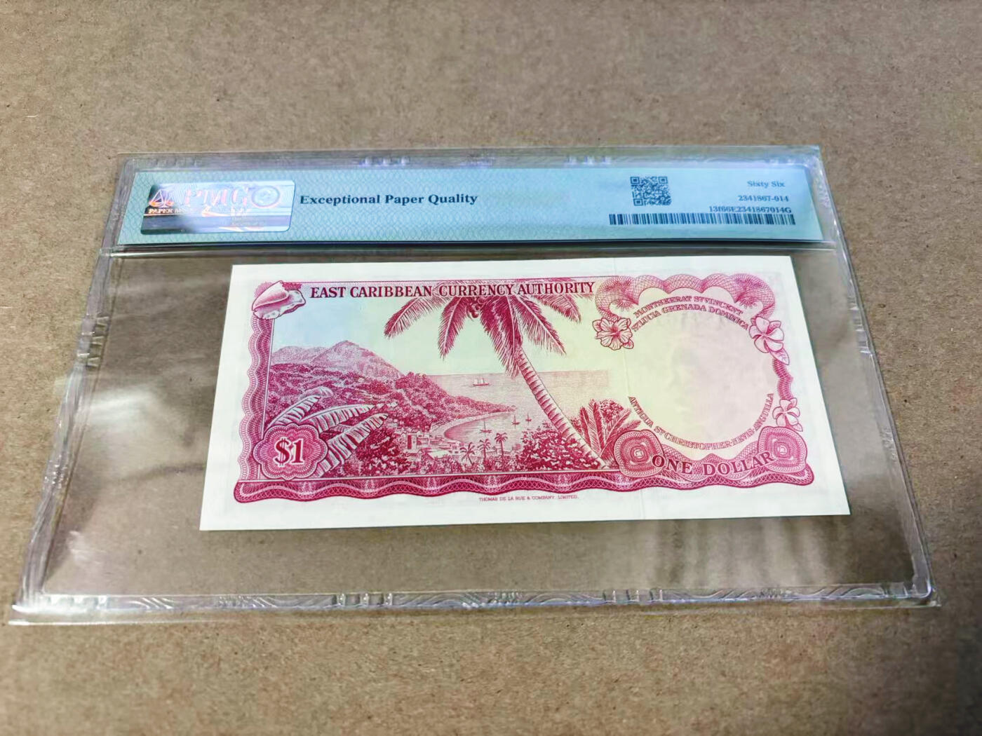 【Blue Auction】世界纸币精拍第630期【精】——Level 16顶级店铺/信誉和品质保障/用心服务💫 东加勒比 1965年1元 PMG66EPQ 