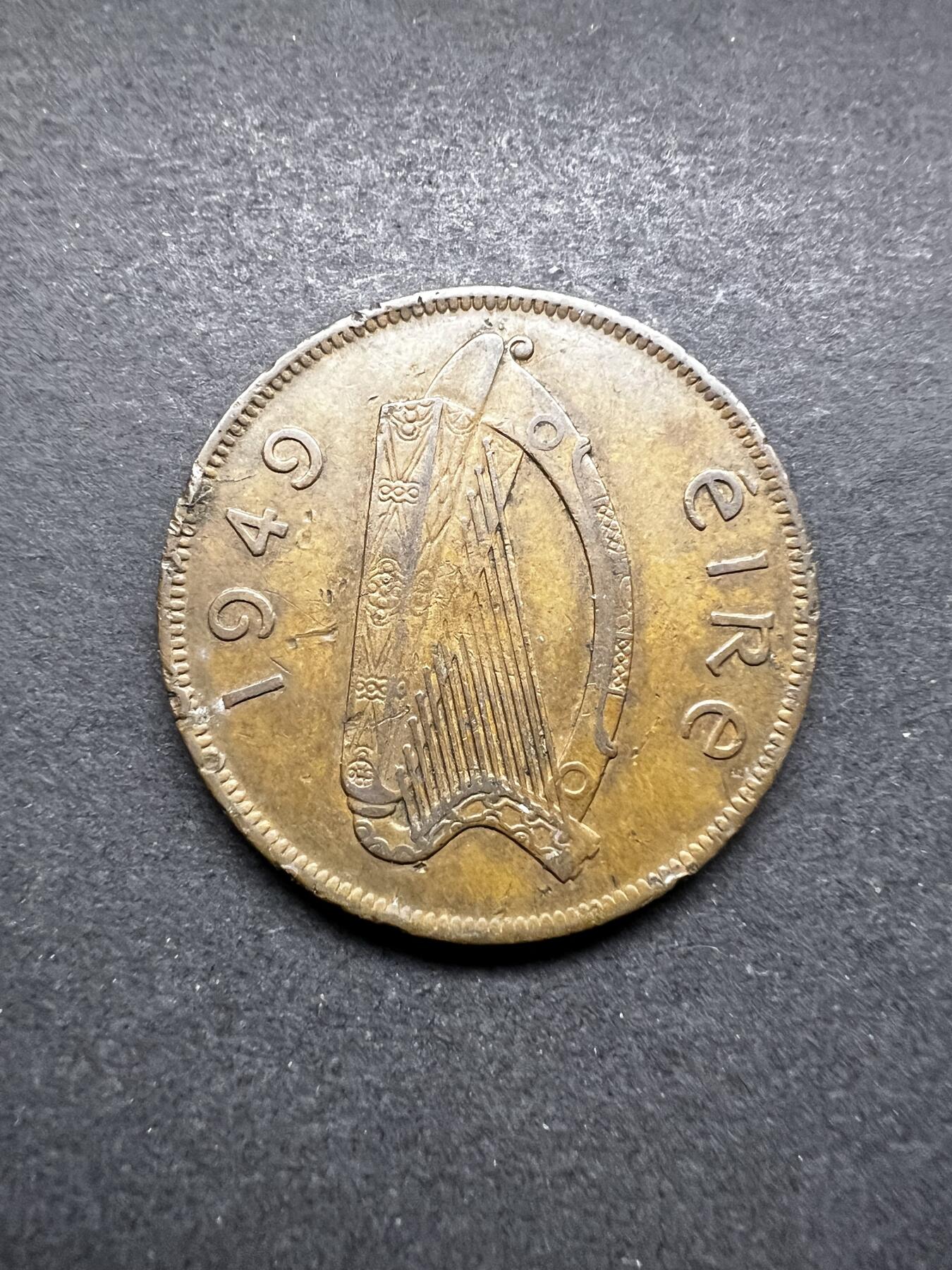 聚福钱庄★世界钱币第五期 无佣金 可寄存 欢迎参拍 爱尔兰1949年1便士铜币