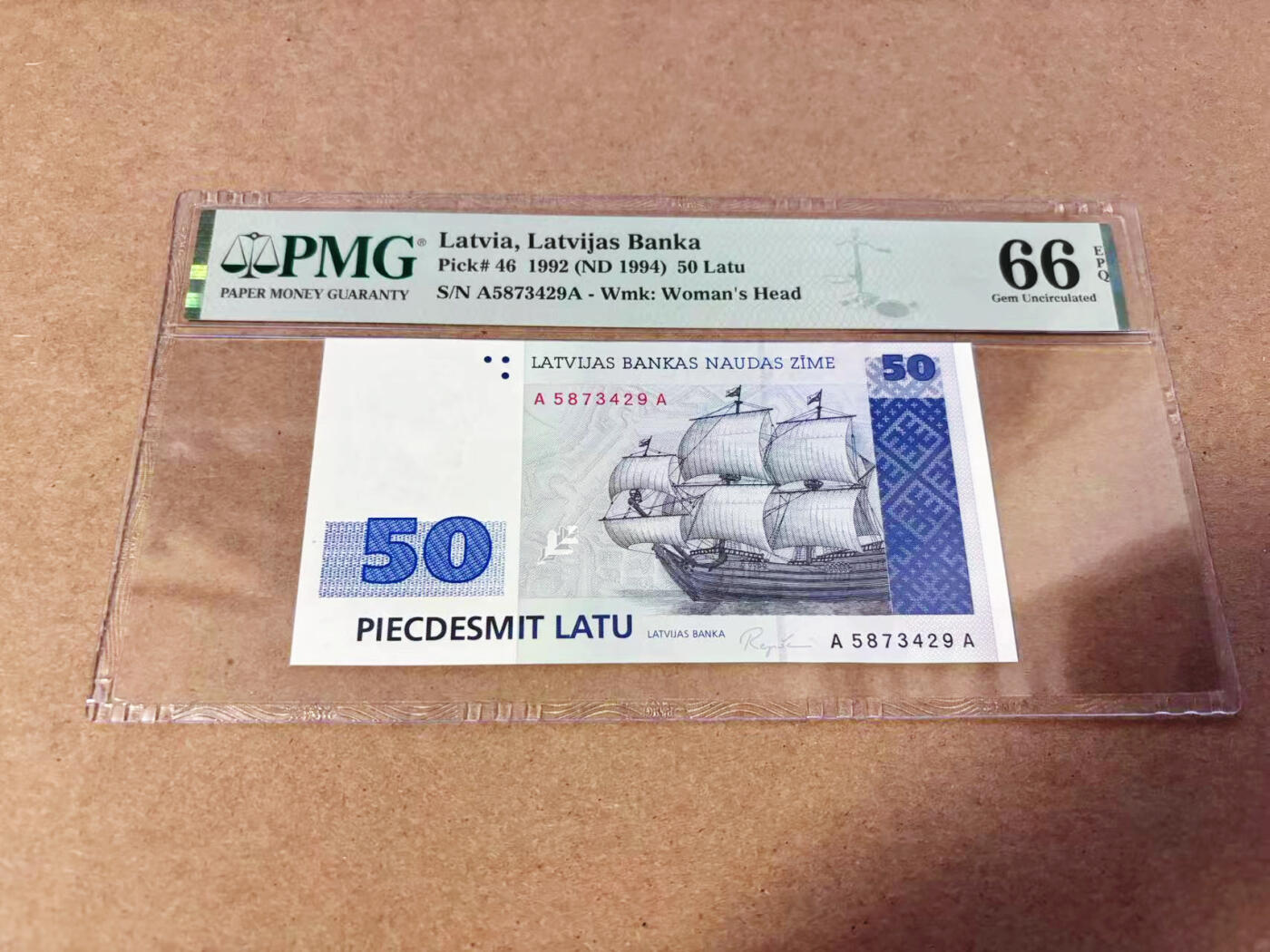 【Blue Auction】世界纸币精拍第630期【精】——Level 16顶级店铺/信誉和品质保障/用心服务💫 【AA】拉脱维亚 1992年50拉图 PMG66EPQ 
