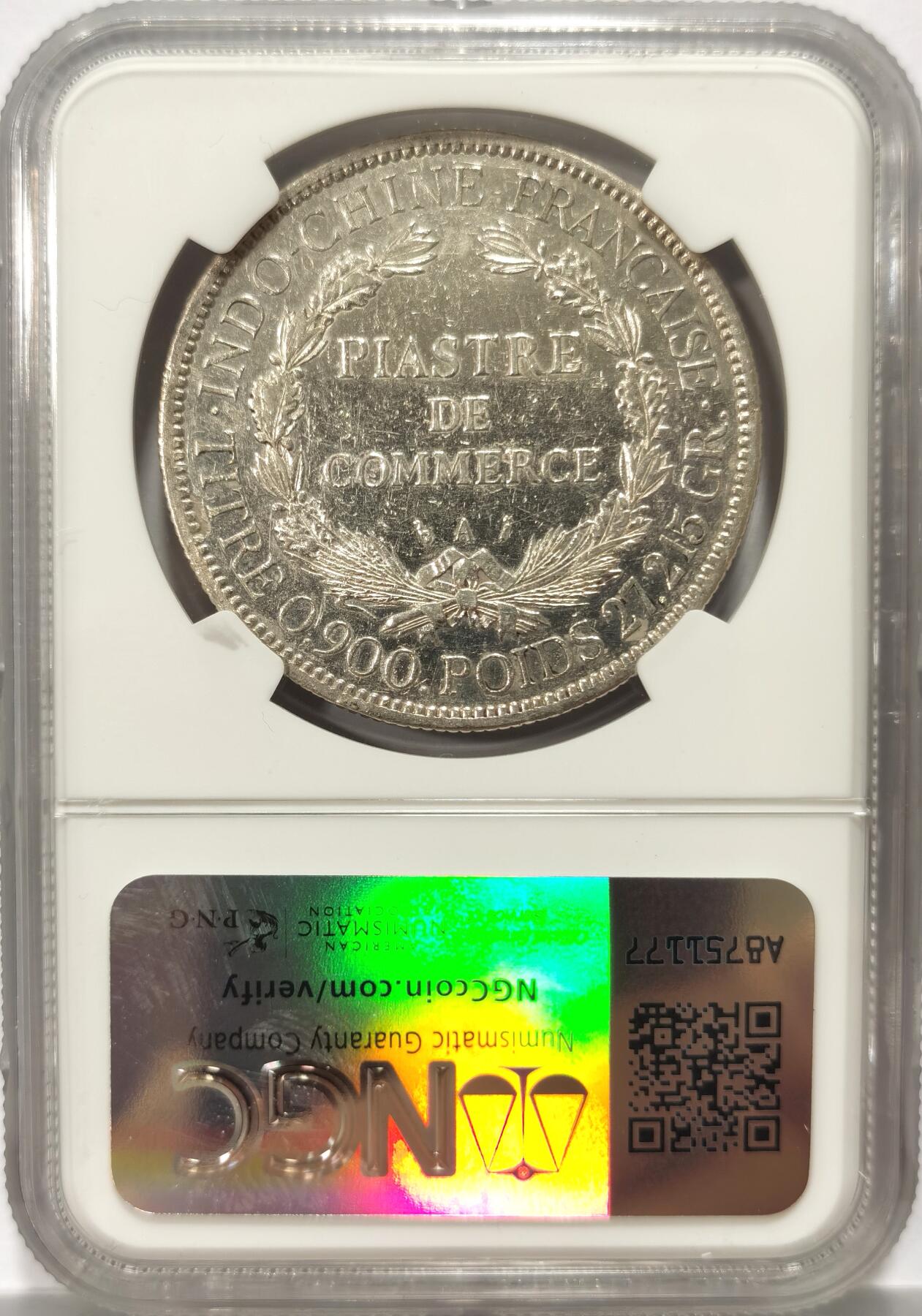 博洋堂世界钱币拍卖第114期（全场包邮） NGC AUD92 法属坐洋加重1894 1P 带光美品