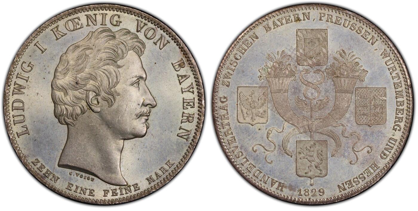PCGS-MS65 1829巴伐利亚贸易条约历史泰勒
