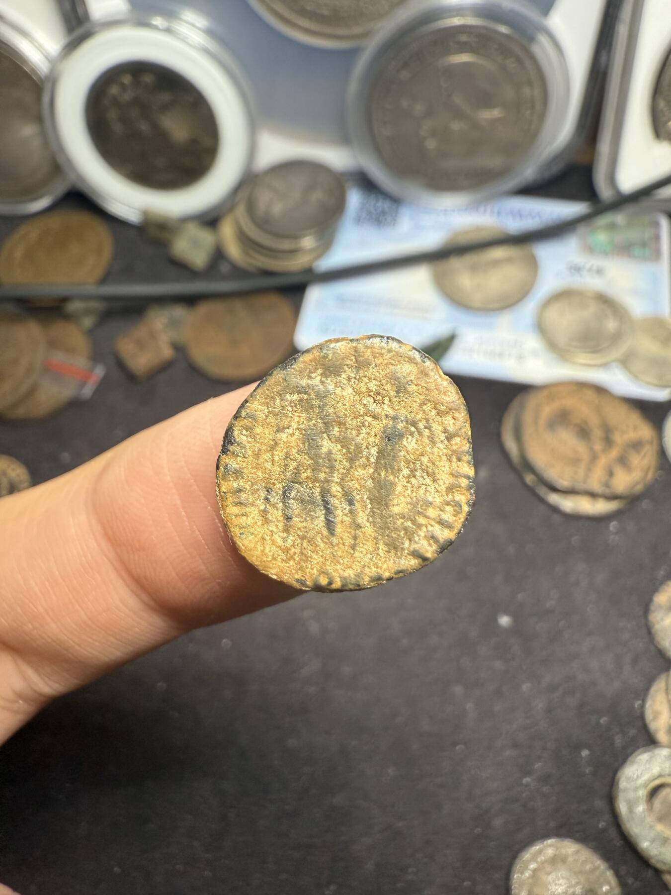 南宋泉阁俄币 外币 国币 专场第七期 古罗马 公元383-408年 东罗马皇帝 阿卡狄乌斯小铜币 背逆 打制清晰 品相好