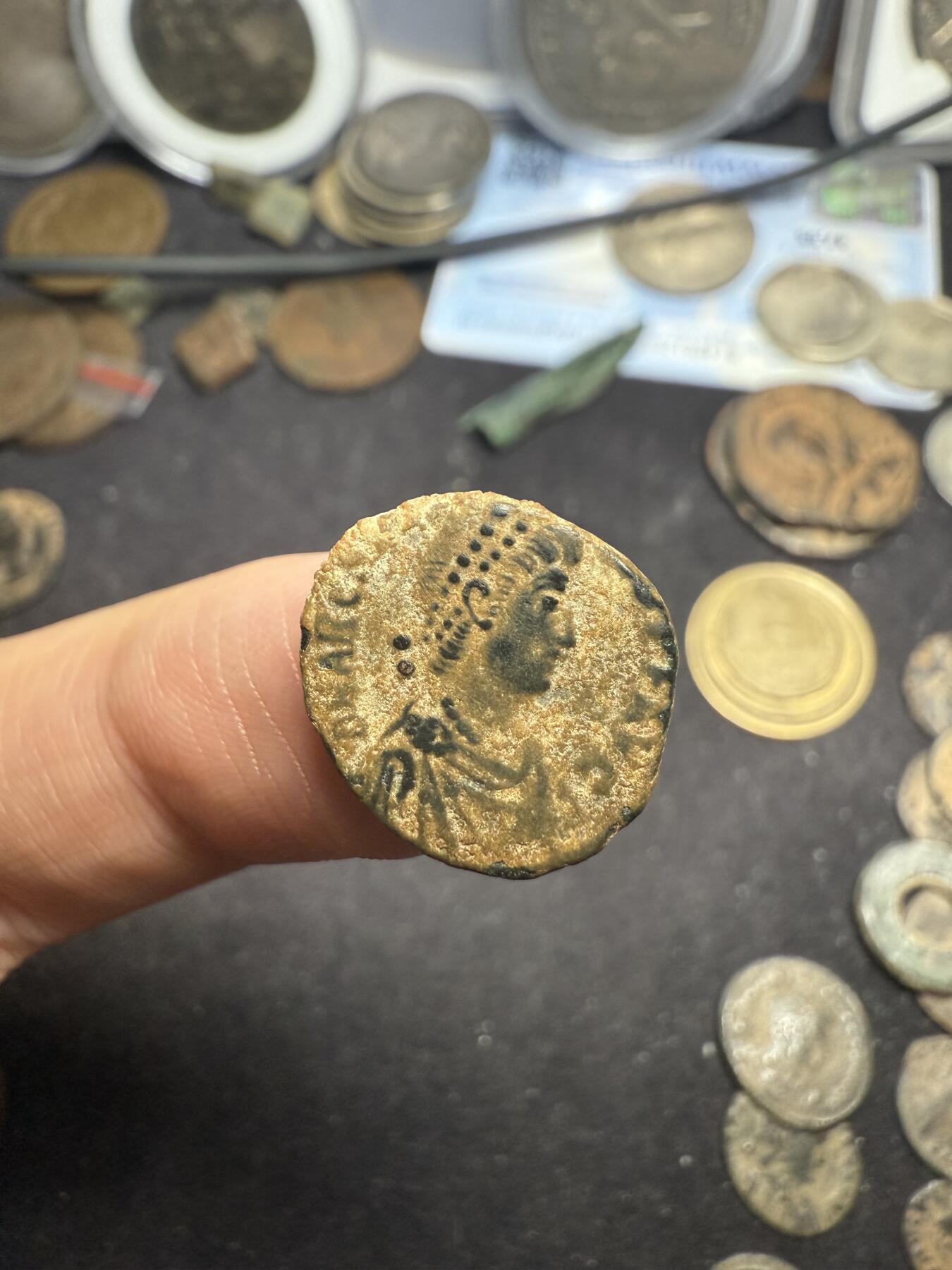 南宋泉阁俄币 外币 国币 专场第七期 古罗马 公元383-408年 东罗马皇帝 阿卡狄乌斯小铜币 背逆 打制清晰 品相好