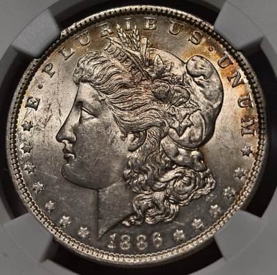 紫瑗钱币——第539期 - 美国 1886年 摩根 1美元 银币 NGC MS63 略带彩