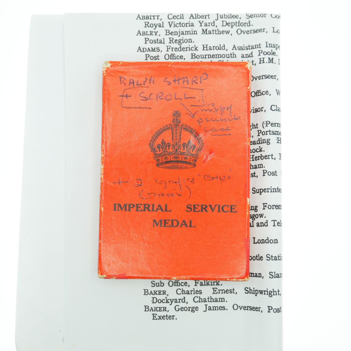 勋章奖章交易所2025年3月16拍卖 英国帝国服务奖章，乔治六世纸盒，银质