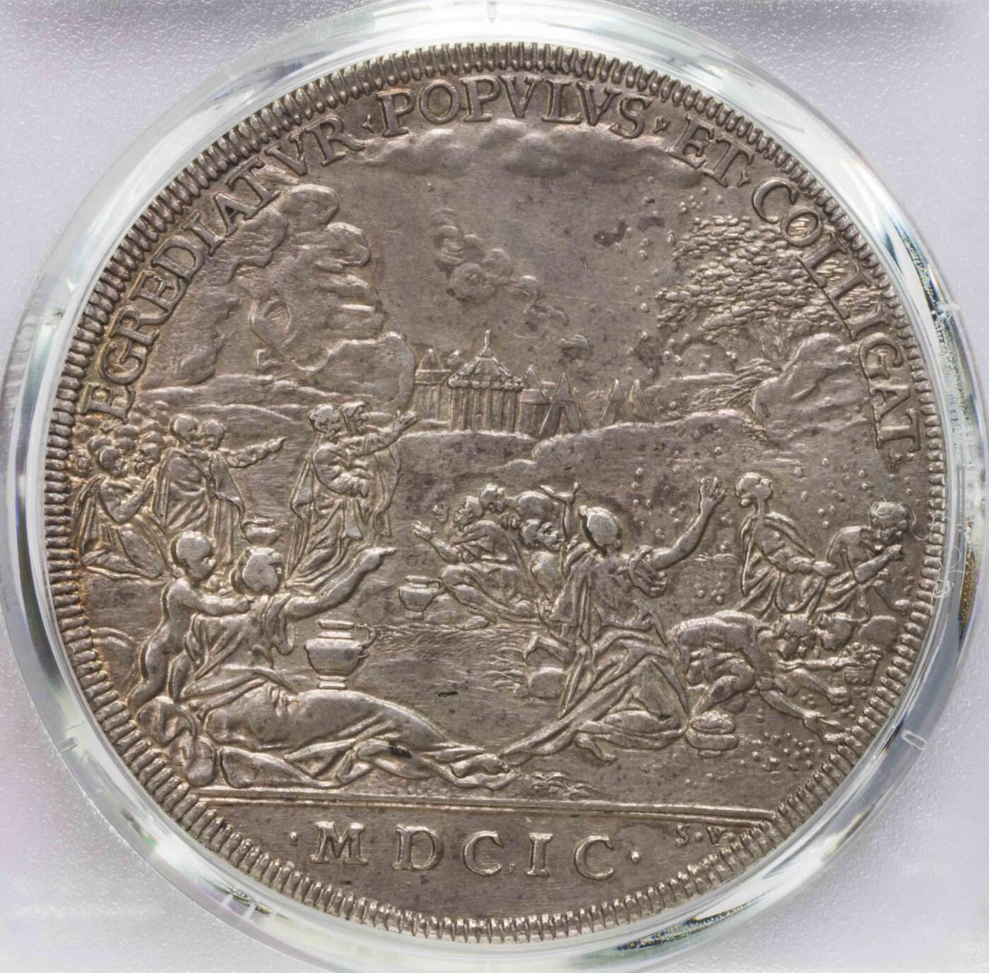 PCGS-AU55 1699教皇国宗教皮阿斯特大银币 少见品种