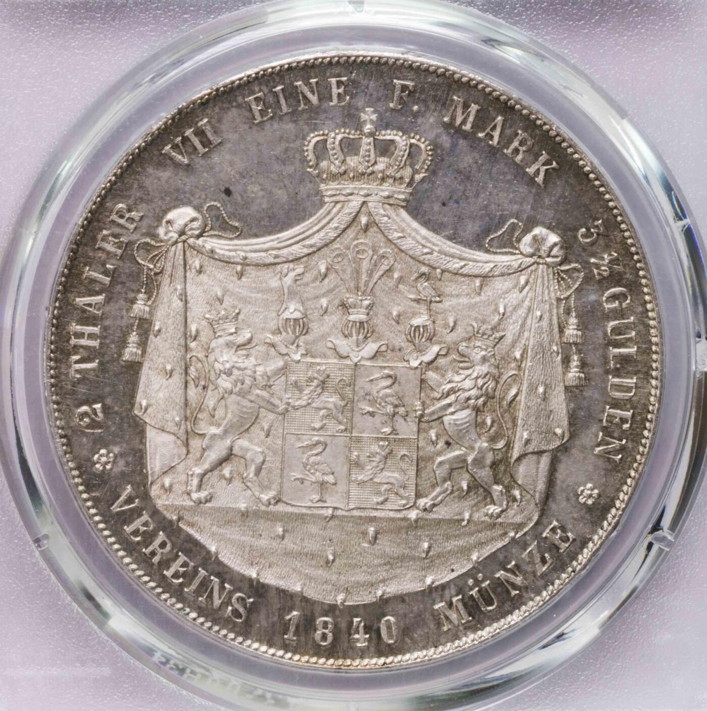 PCGS-MS62 1840罗斯爆炸头两泰勒大银币 稀少品种
