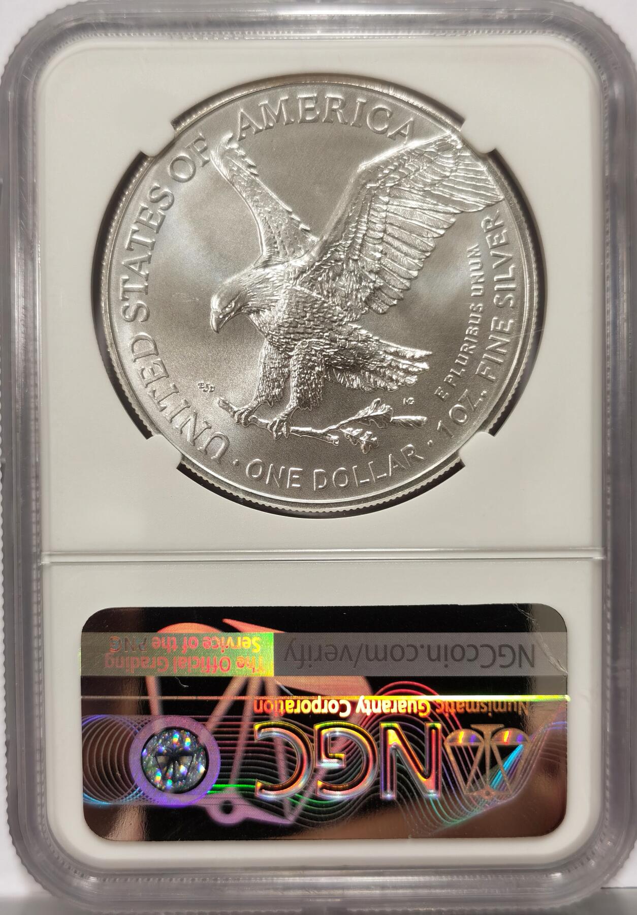 博洋堂世界钱币拍卖第114期（全场包邮） NGC MS70 美国2022年鹰洋，W厂，首期蓝标