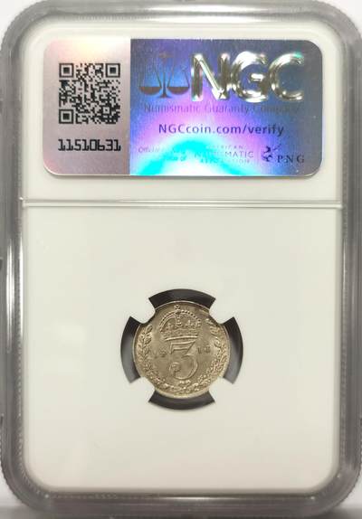 博洋堂“生趣盎然”4月精品专场暨第169期（全场包邮） NGC MS63 英国1916年乔治五世3便士，光度很不错