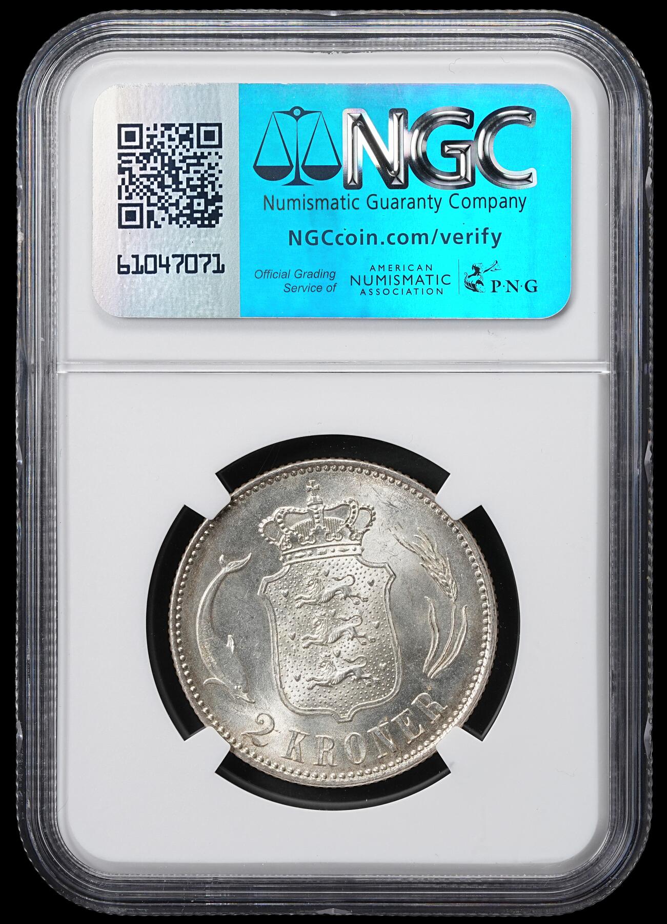 修遠堂世界钱币第六十一期 NGC MS64 1916年丹麦海豚2克朗银币 流通版克朗MS均少见