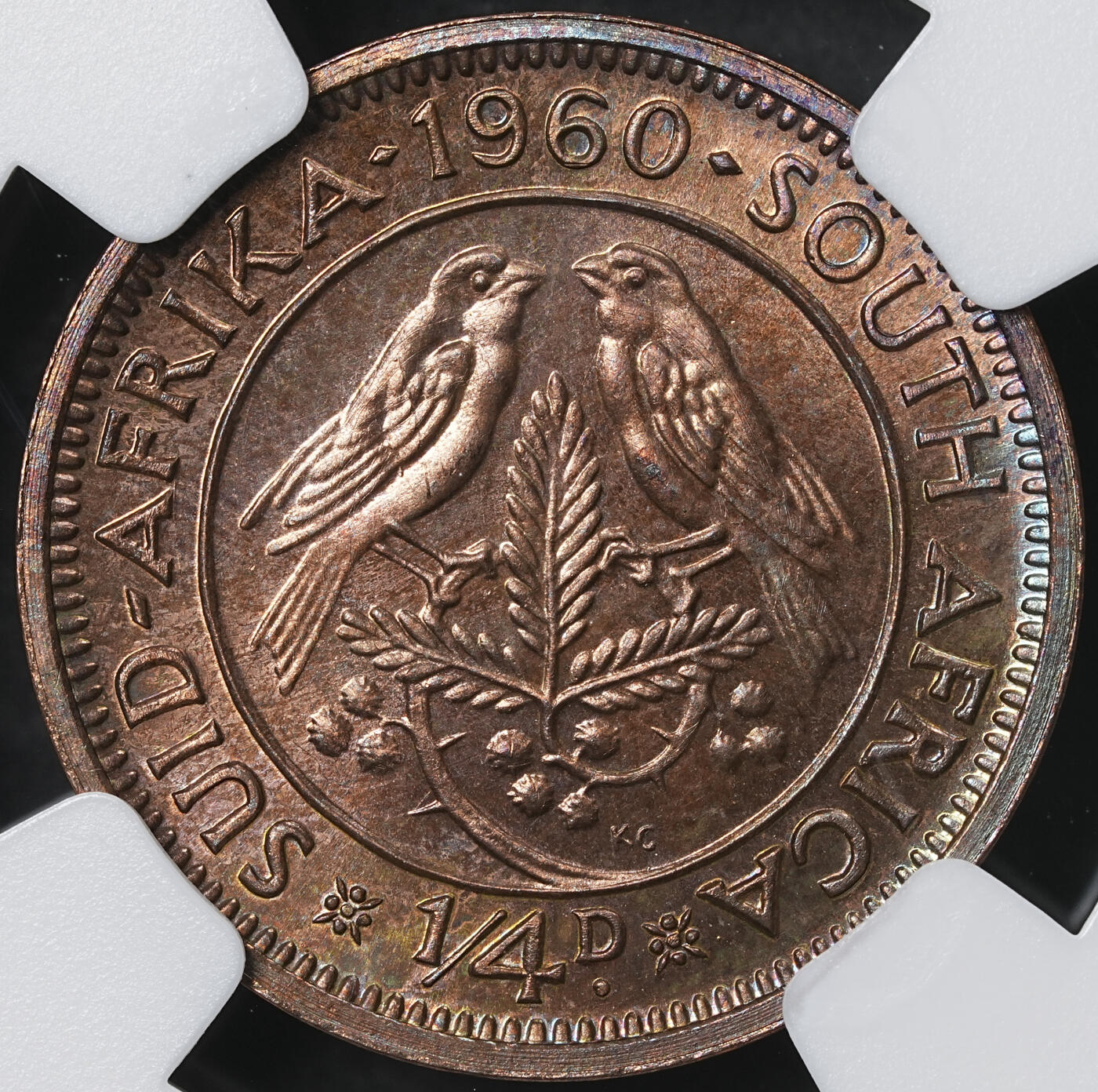 修遠堂世界钱币第六十一期 NGC PF64RB 1960年南非1/4便士精制铜币 仅铸造3360枚