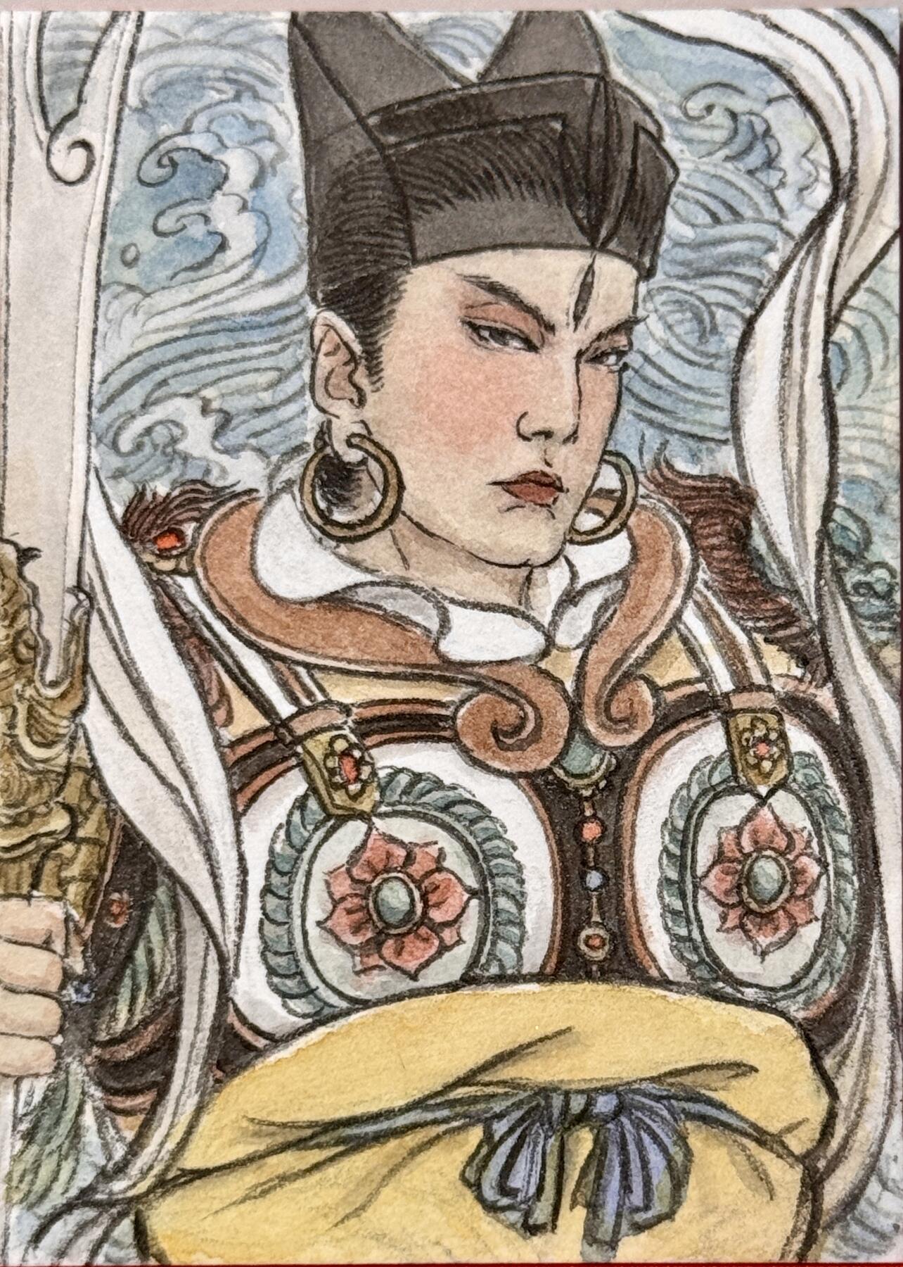 白泽拍卖卡牌手绘专场第14期（从来生死都看淡, 专和老天对着干） 2025 史墨手绘卡 二郎显圣真君 史墨亲签