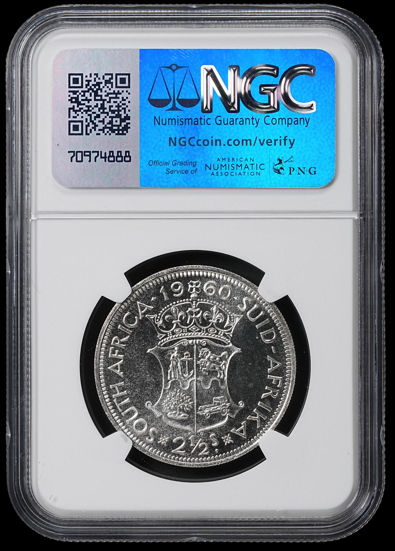 修遠堂世界钱币第六十一期 NGC PF66 1960年南非2.5先令精制银币 仅铸造3360枚