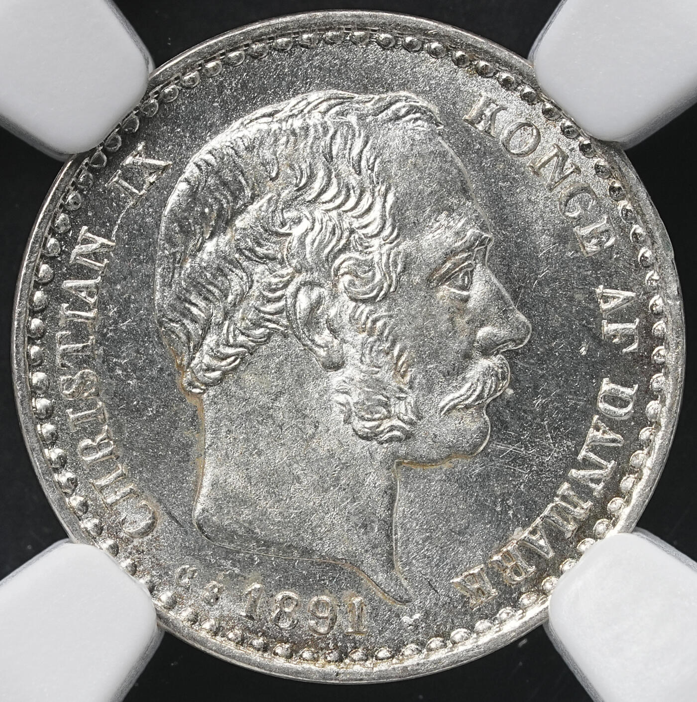 修遠堂世界钱币第六十一期 NGC MS64 1891年丹麦海豚10欧尔银币 MS少见 