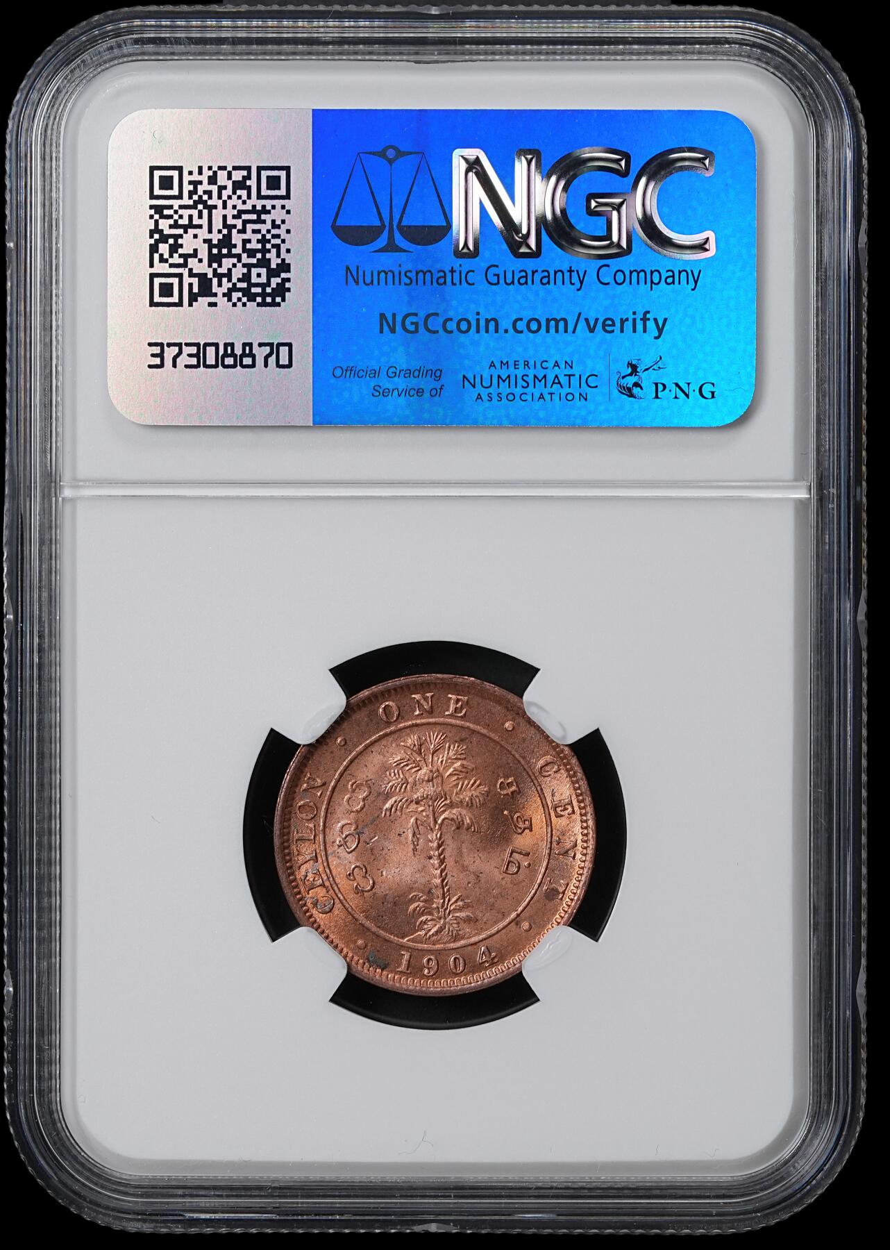 修遠堂世界钱币第六十一期 NGC MS64RB 1904年英属锡兰1分铜币