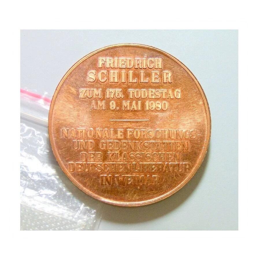 德国1980年 大文豪席勒高浮雕精制大铜章 42MM