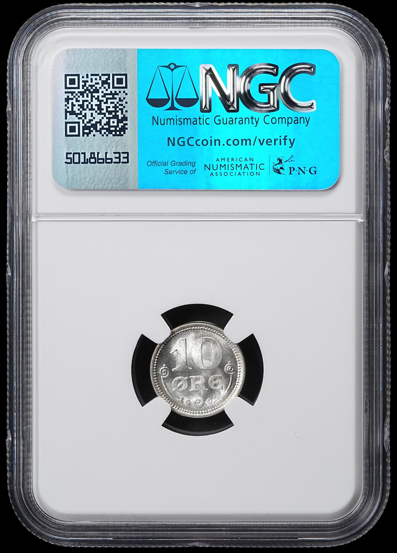 修遠堂世界钱币第六十一期 NGC MS66 1917年丹麦10欧尔银币