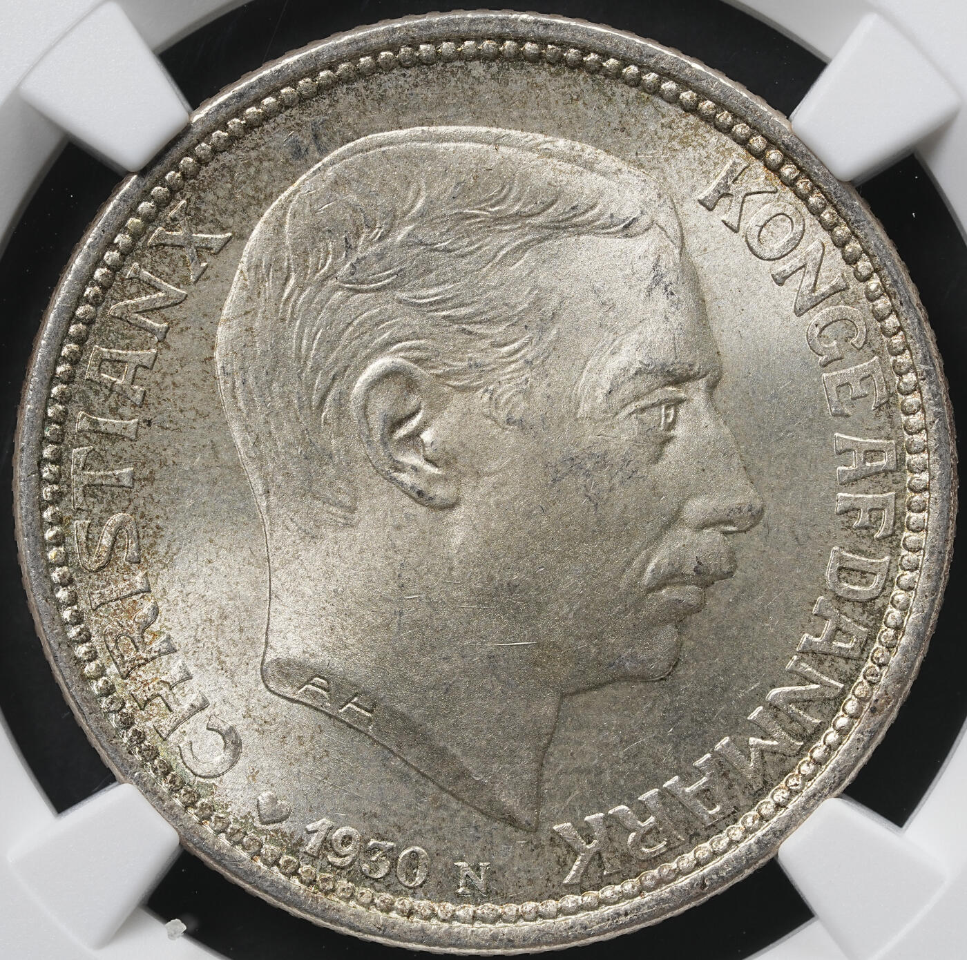 修遠堂世界钱币第六十一期 NGC MS65 1930年丹麦国王60大寿纪念2克朗银币