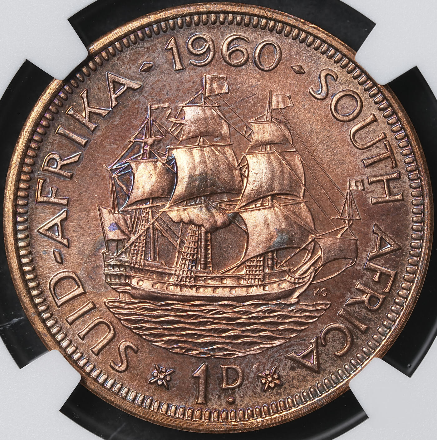 修遠堂世界钱币第六十一期 NGC PF65RB 1960年南非1便士精制铜币 仅铸造3360枚