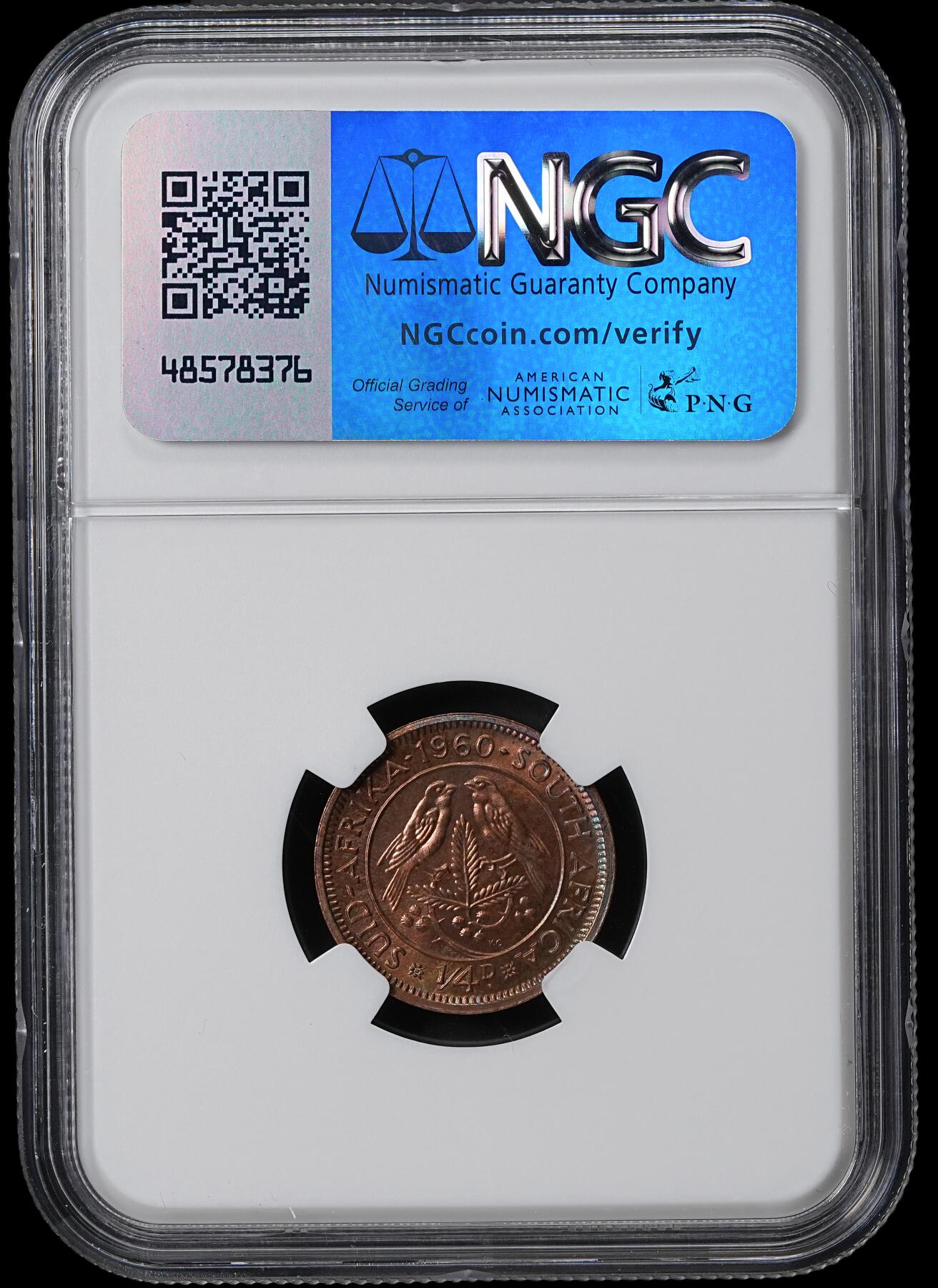 修遠堂世界钱币第六十一期 NGC PF64RB 1960年南非1/4便士精制铜币 仅铸造3360枚