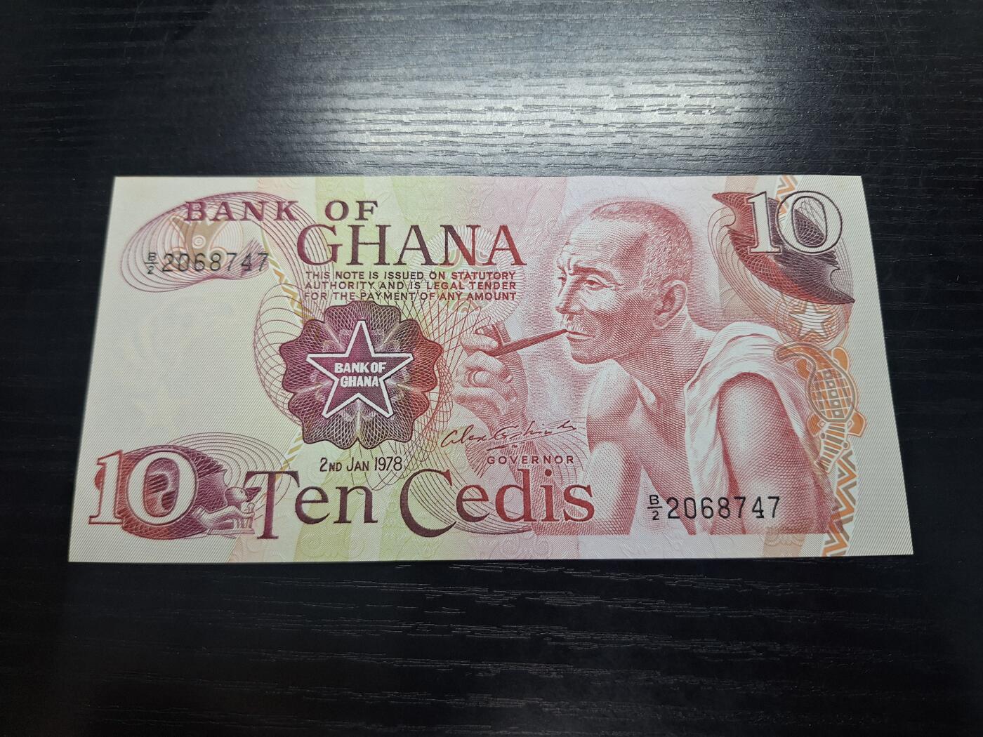 博彦收藏 3月18日 8点钱币专场 1978加纳10 cedis  UNC 角软印95品