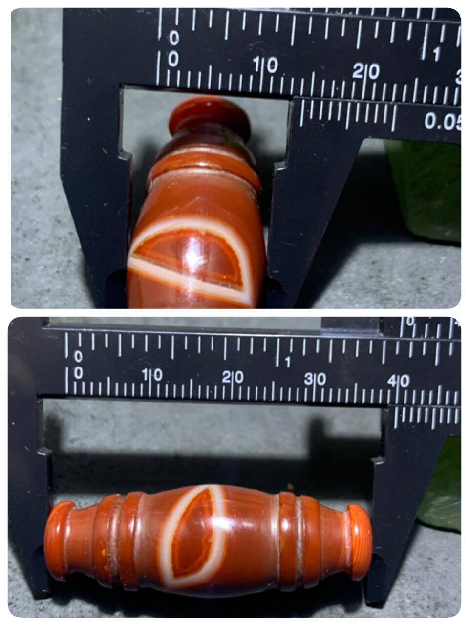 精美高玉化天眼纹缠丝玛瑙随形灯笼珠一颗，