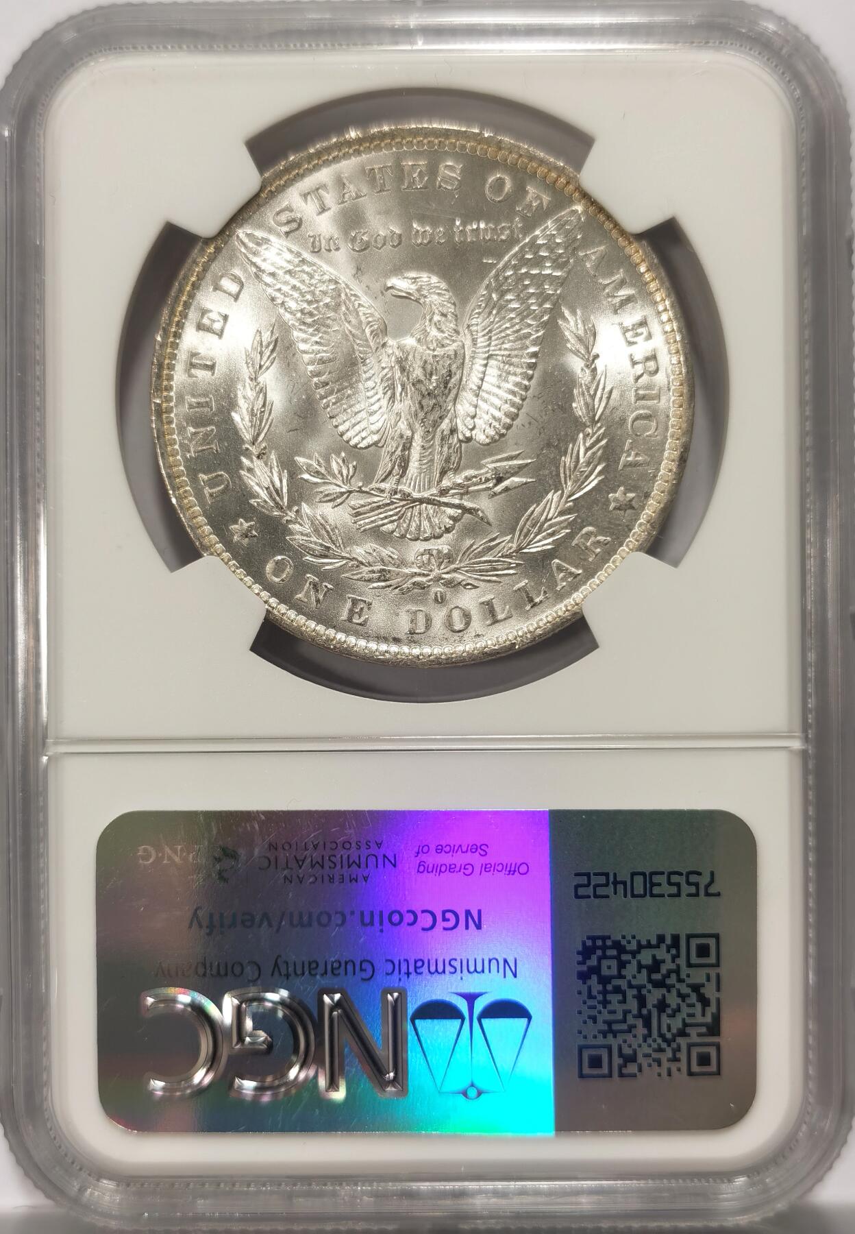 博洋堂世界钱币拍卖第114期（全场包邮） NGC MS63 美国1884年O版摩根银币，币面丝绸光，藏家必备品种