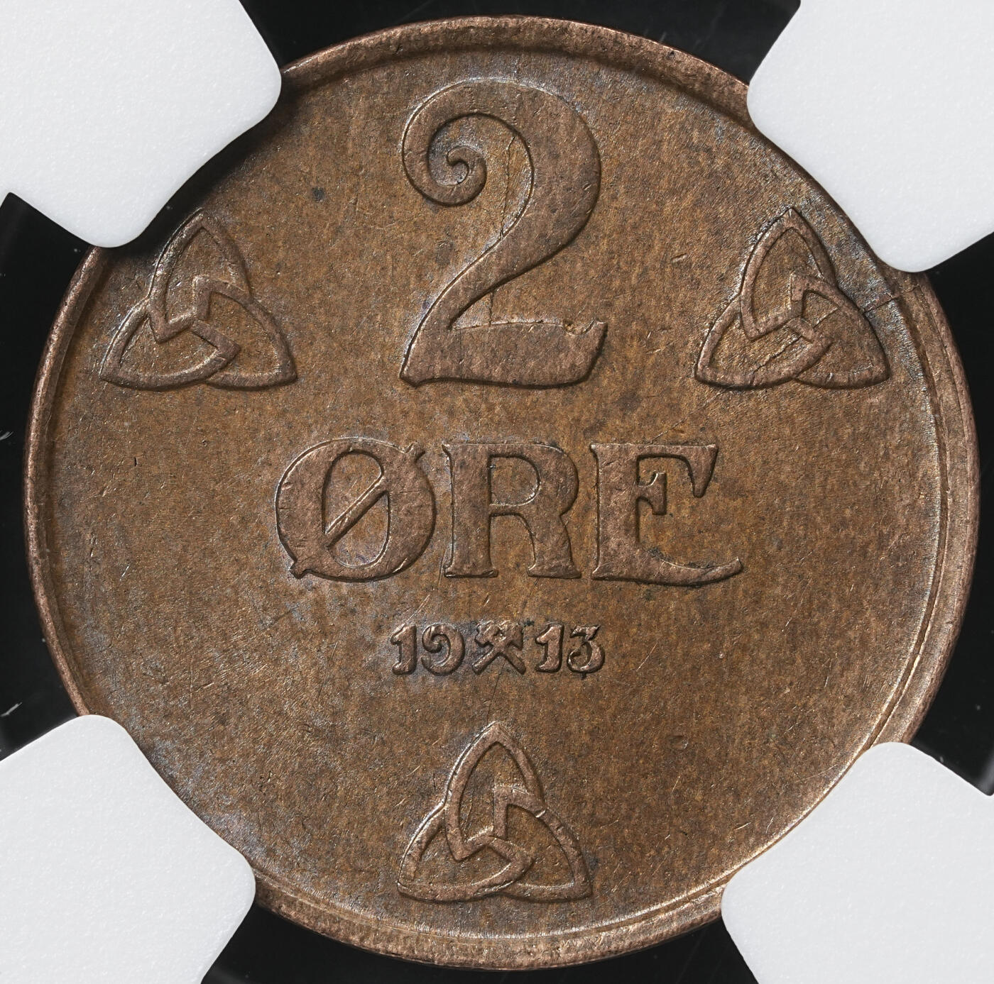 修遠堂世界钱币第六十一期 NGC MS62BN 1913年挪威2欧尔铜币 较少见的早期年份