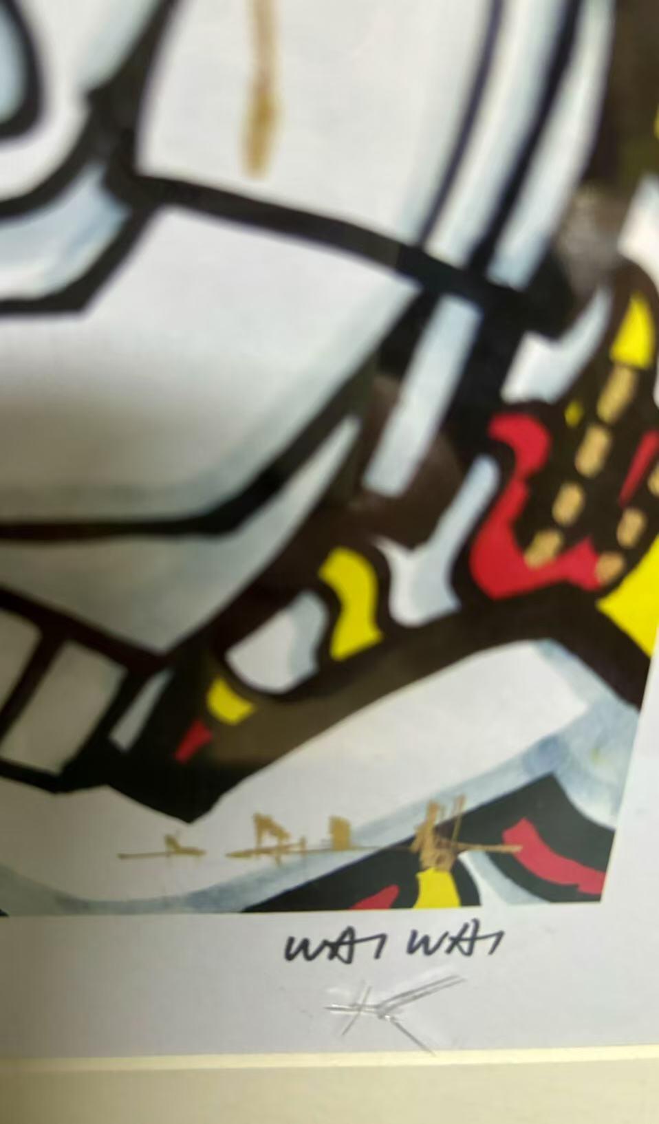 零元拍：歪歪亲笔签名 OWSON 系列作品装饰画《星战白兵》，已做装裱 合金相框尺寸25/25CM。因展品出展，镜框或亚克力可能有划痕和裂痕，介意勿拍