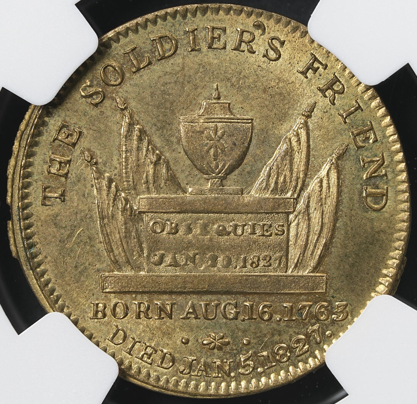 修遠堂世界钱币第六十一期 NGC MS64 1827年英国-弗雷德里克王子逝世纪念币章 黄铜