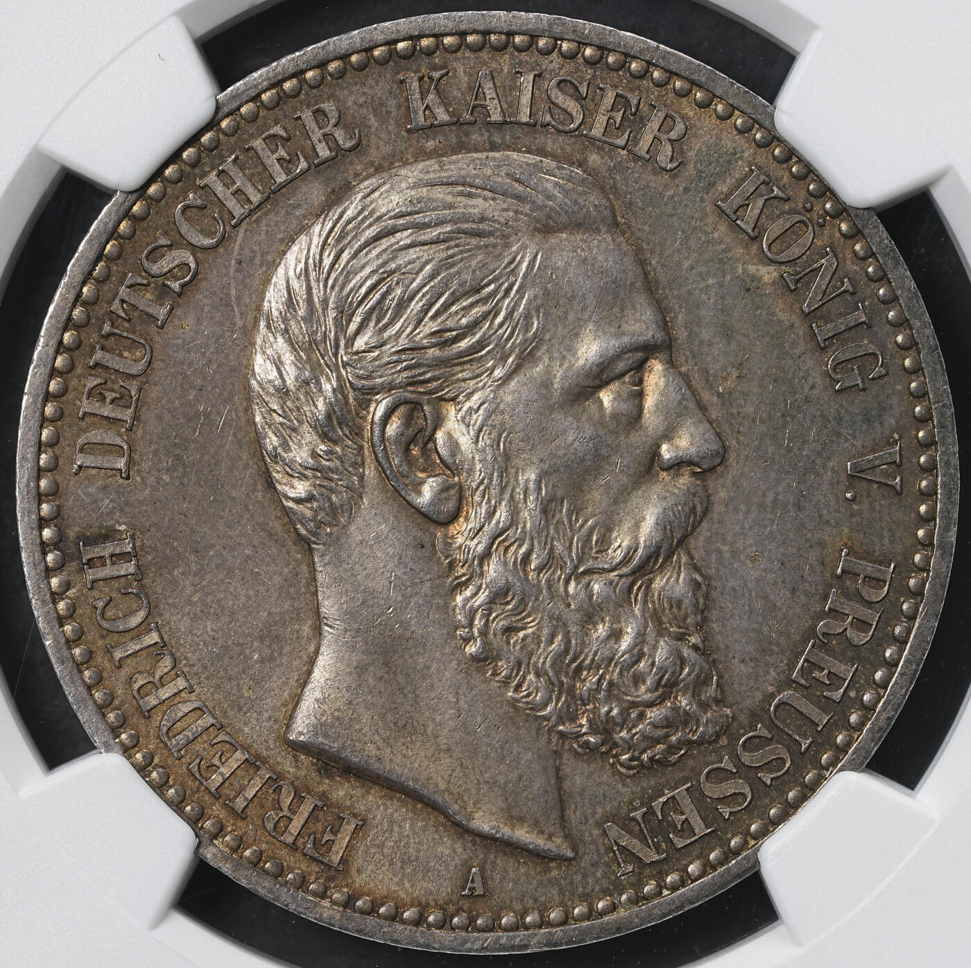修遠堂世界钱币第六十一期 NGC MS62 1888年普鲁士腓特烈三世5马克大银币 五彩