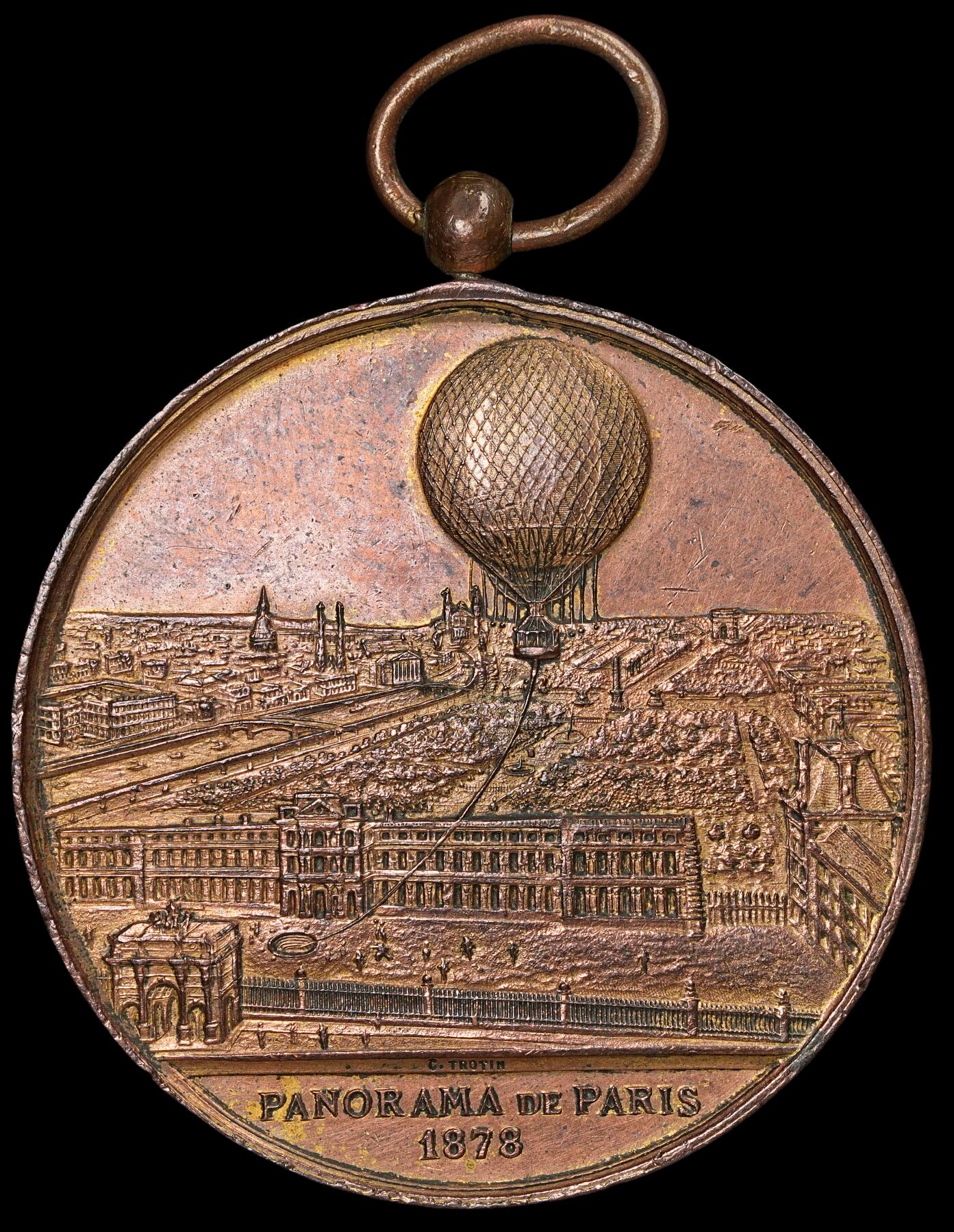 修遠堂世界钱币第六十一期 1878年巴黎热气球大铜章 50.65mm，63.66g