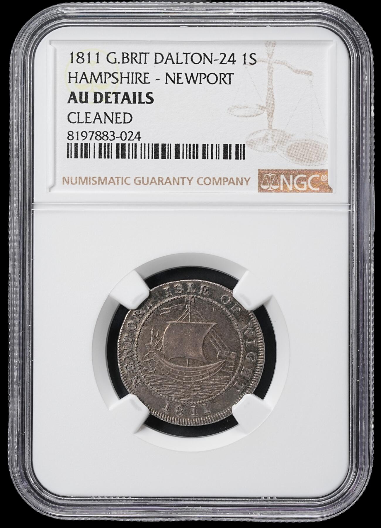 修遠堂世界钱币第六十一期 NGC AUD 1811年英国汉普郡1先令银代用币 老包浆 没看出什么洗 错杀的一枚