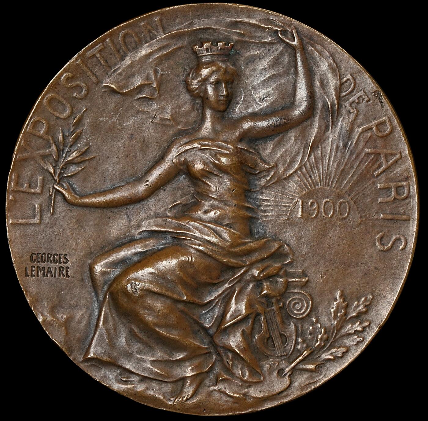 修遠堂世界钱币第六十一期 1900年巴黎世界博览会章 边有些磕碰 53.89mm，63.57g
