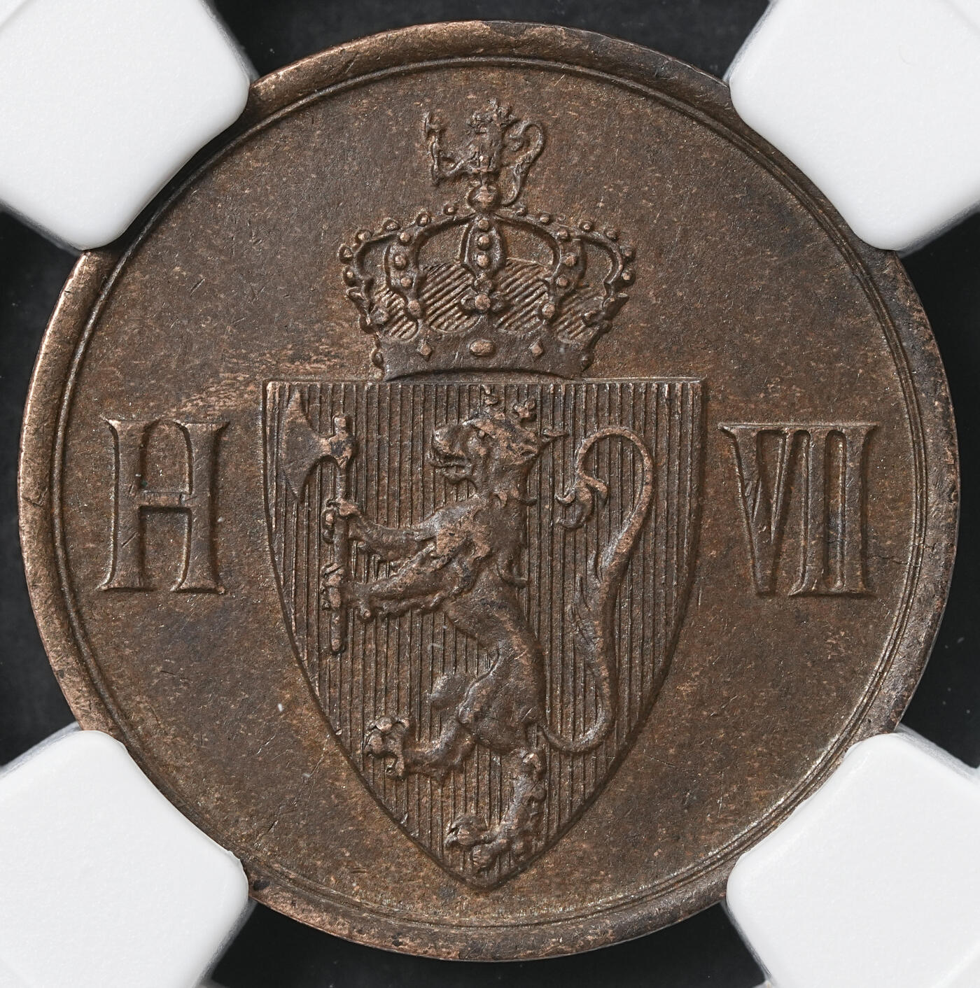 修遠堂世界钱币第六十一期 NGC AU55BN 1906年挪威2欧尔铜币 少见年份 仅50万铸造量