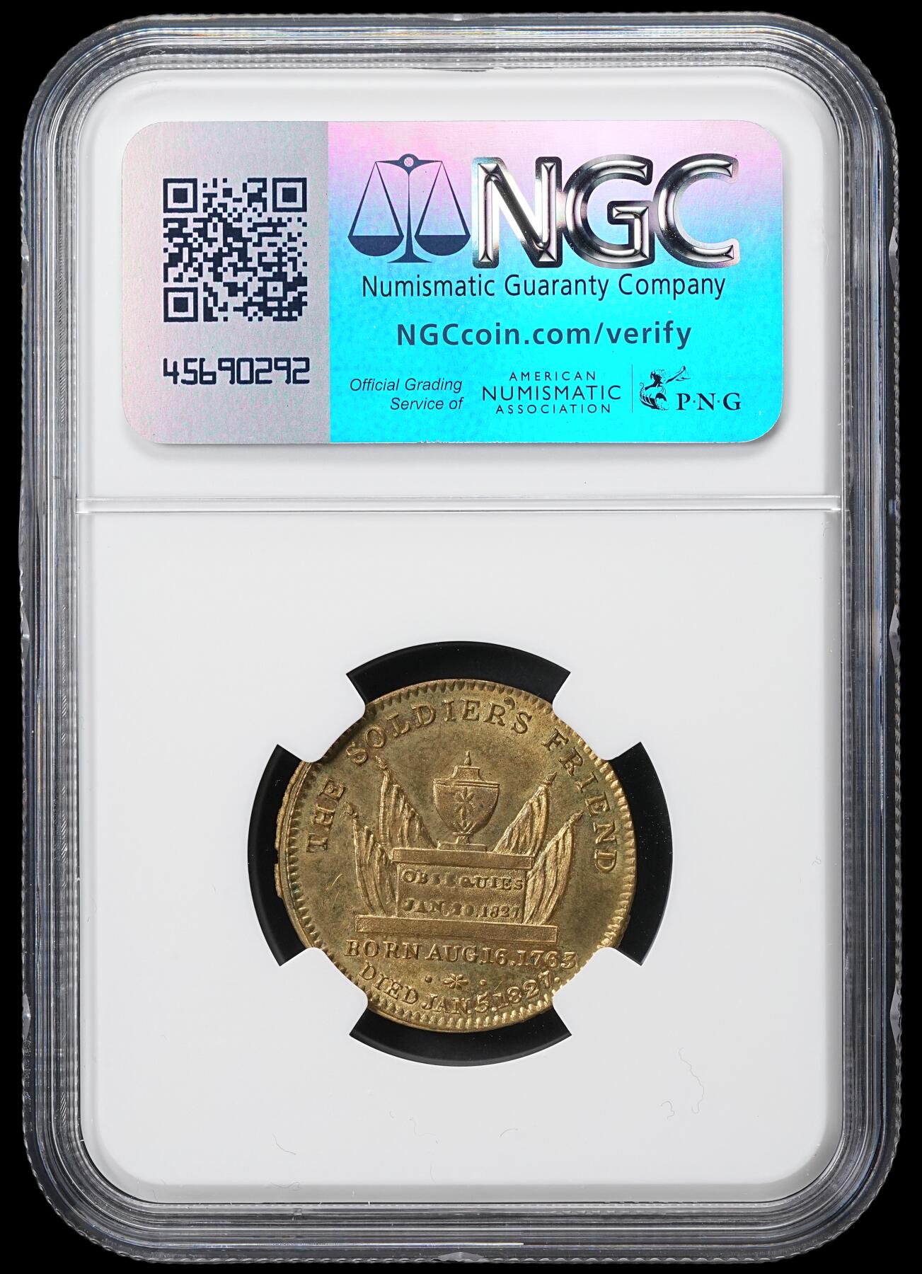 修遠堂世界钱币第六十一期 NGC MS64 1827年英国-弗雷德里克王子逝世纪念币章 黄铜