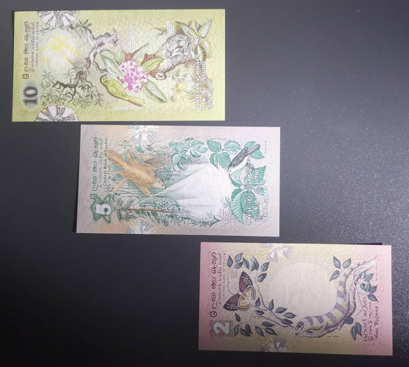 《艾美收藏》第191期-周日名誉品盛宴 (3张小套)斯里兰卡1979年A冠2卢比/F1首发冠5卢比/H1首发冠10卢比UNC 经典鸟版 实物超美