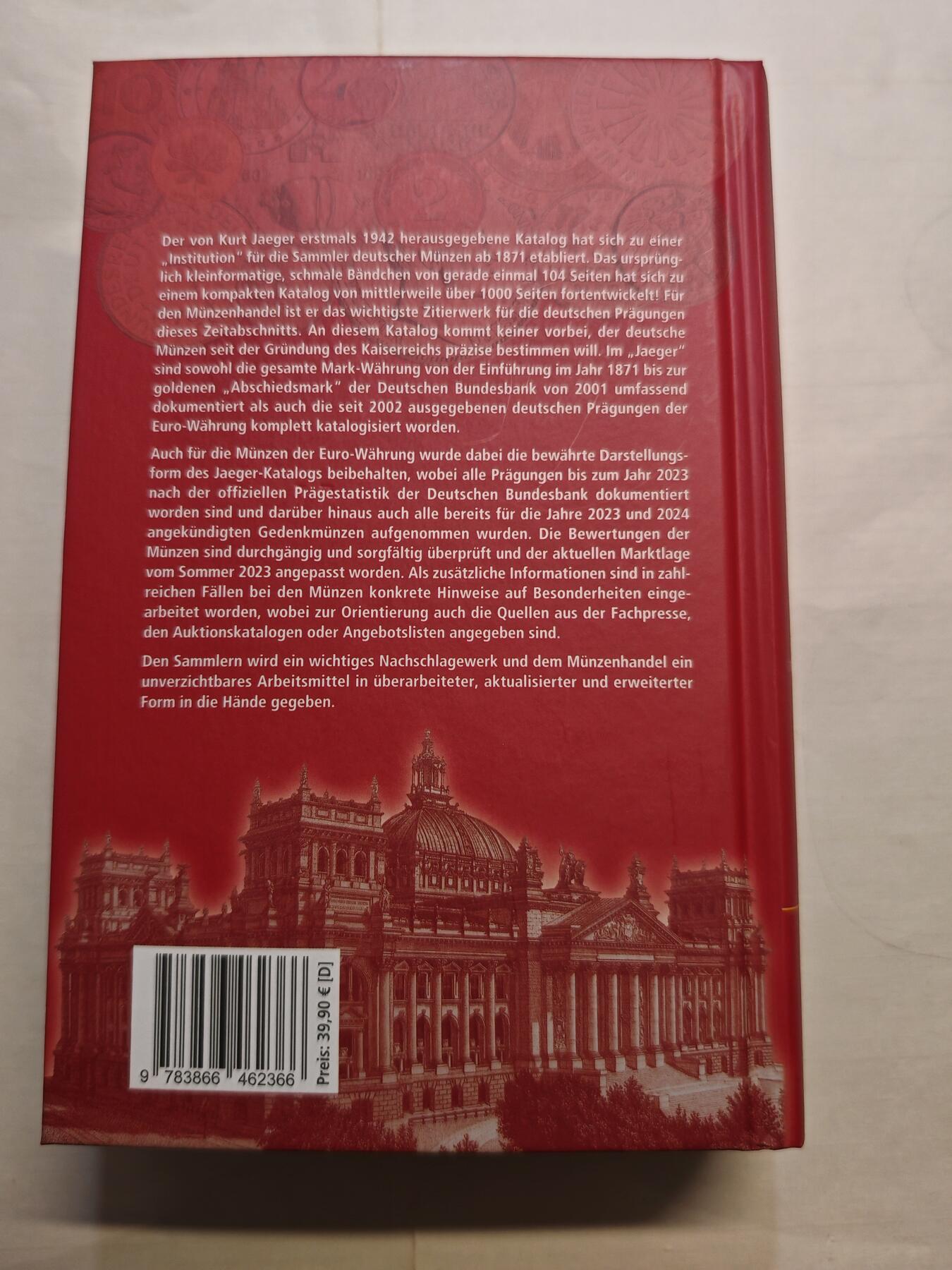 博洋堂世界钱币拍卖第114期（全场包邮） 全新德国耶格目录 1871年至今 全书1020页，书籍较重，德系玩家必备工具书。该拍品运费到付。