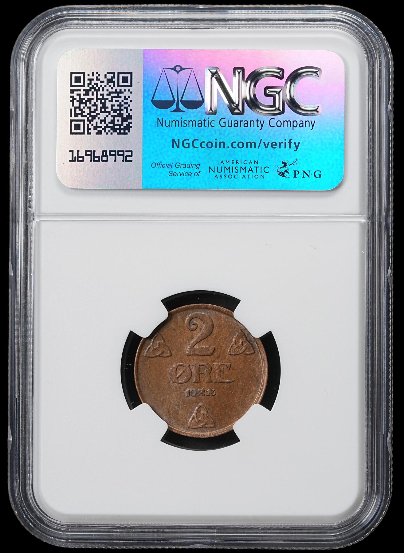 修遠堂世界钱币第六十一期 NGC MS62BN 1913年挪威2欧尔铜币 较少见的早期年份