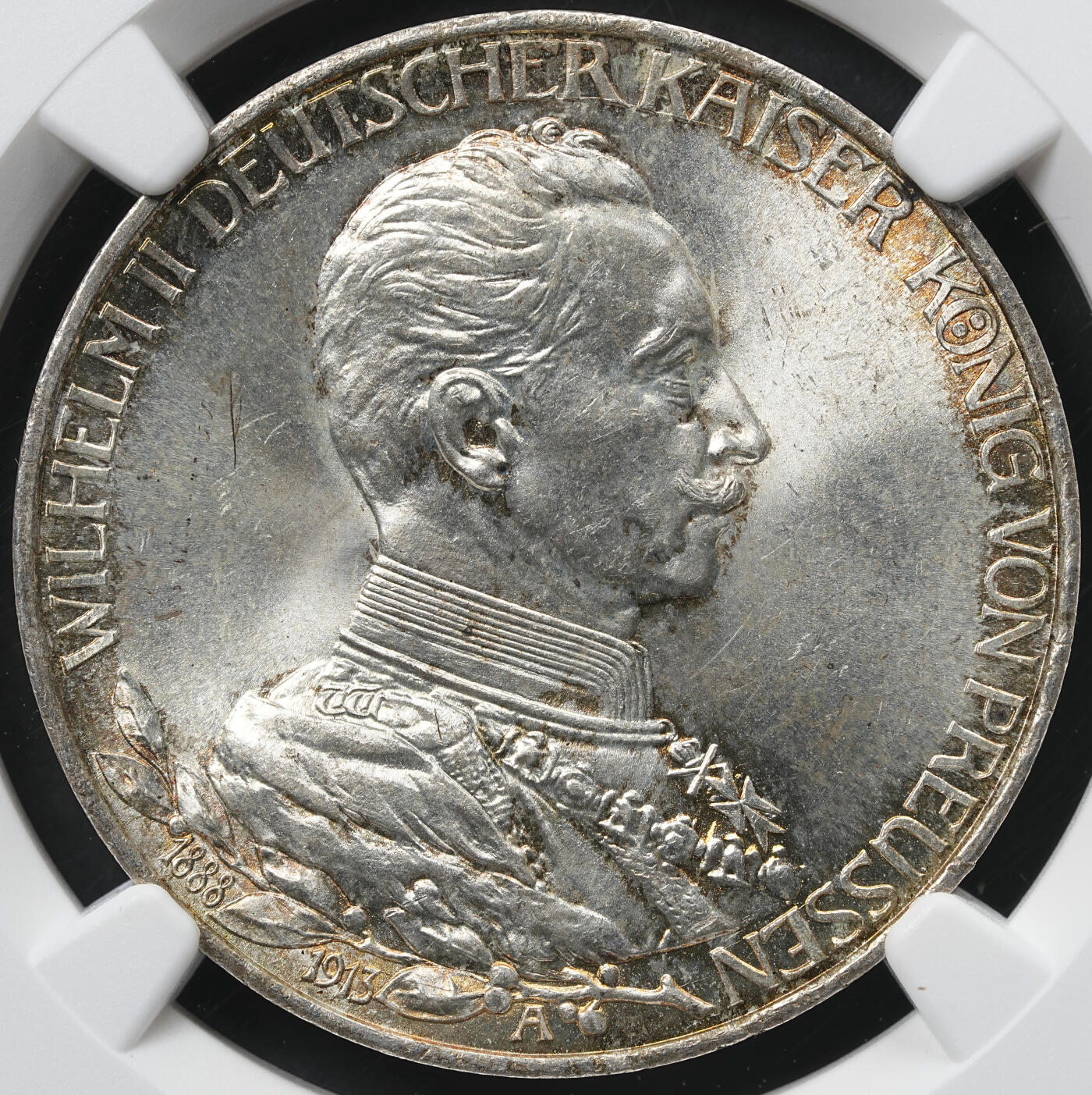 修遠堂世界钱币第六十一期 NGC MS65 1913年普鲁士威廉二世·登基25周年纪念3马克银币